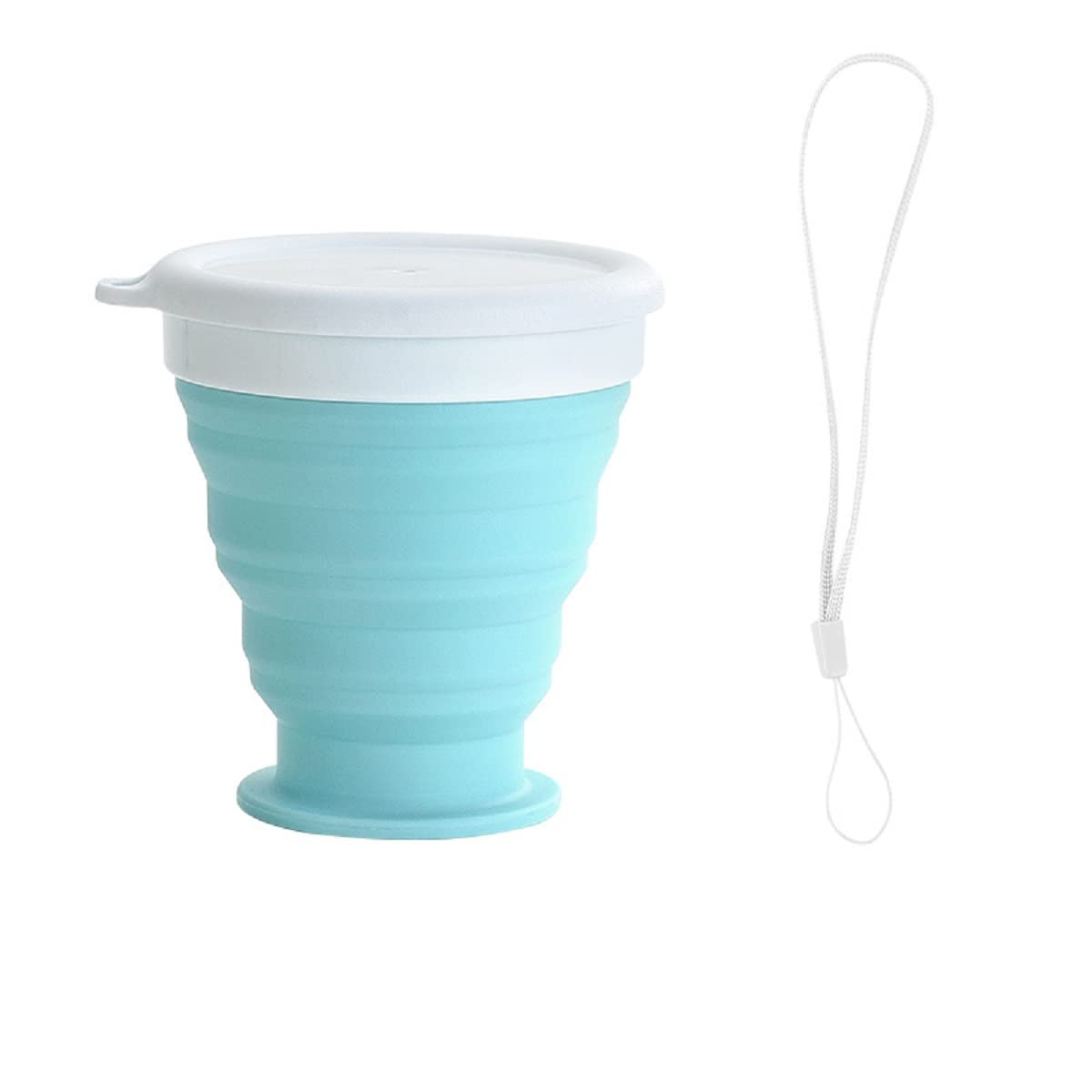 Baskety Silicone Collapsible Travel Cup - Silicone Folding Camping Cup with Lids - Expandable Drinking Cup Set - BPA Free, Portable, Graduated