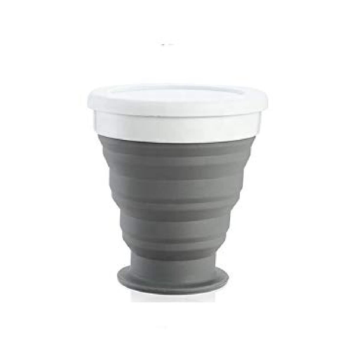 Baskety Silicone Collapsible Travel Cup - Silicone Folding Camping Cup with Lids - Expandable Drinking Cup Set - BPA Free, Portable, Graduated