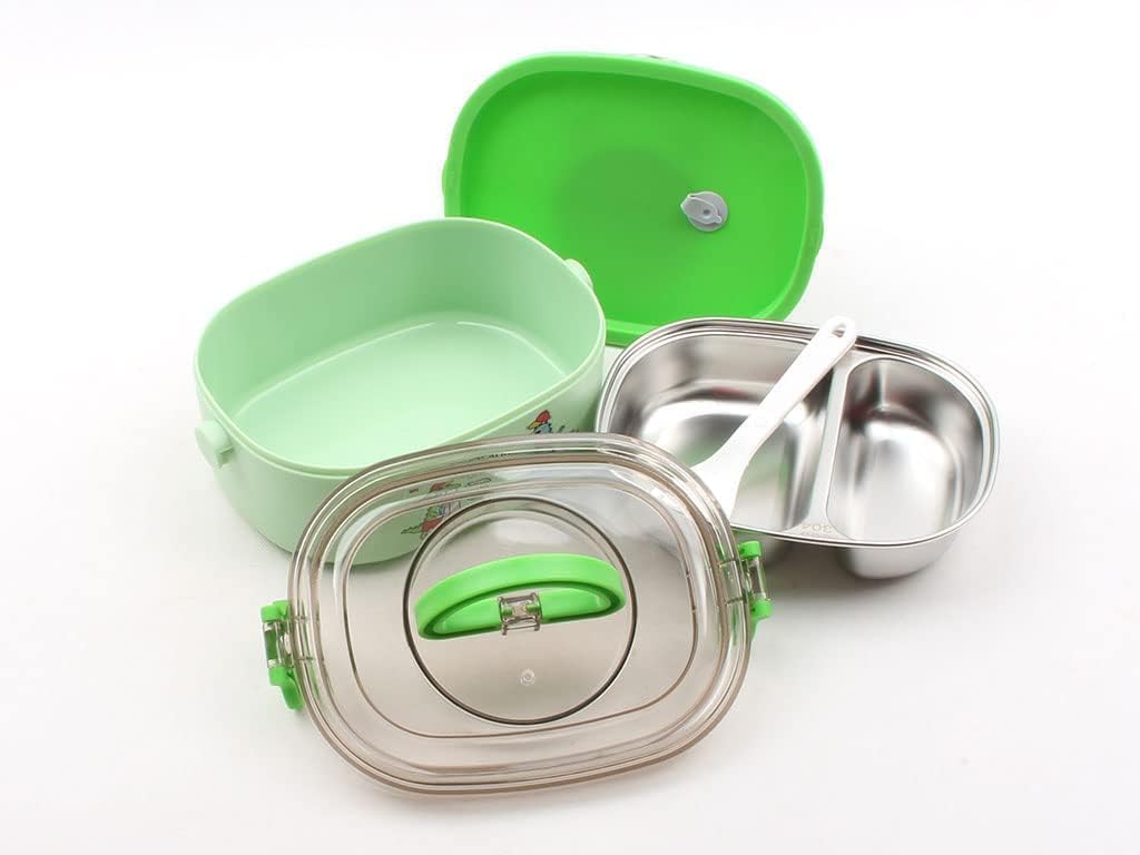 MIRTONICS 3 Compartment Stainless Steel Lunch Box Leakage Proof Lunch Box for School Kids Adults (750ml_Multicolor)