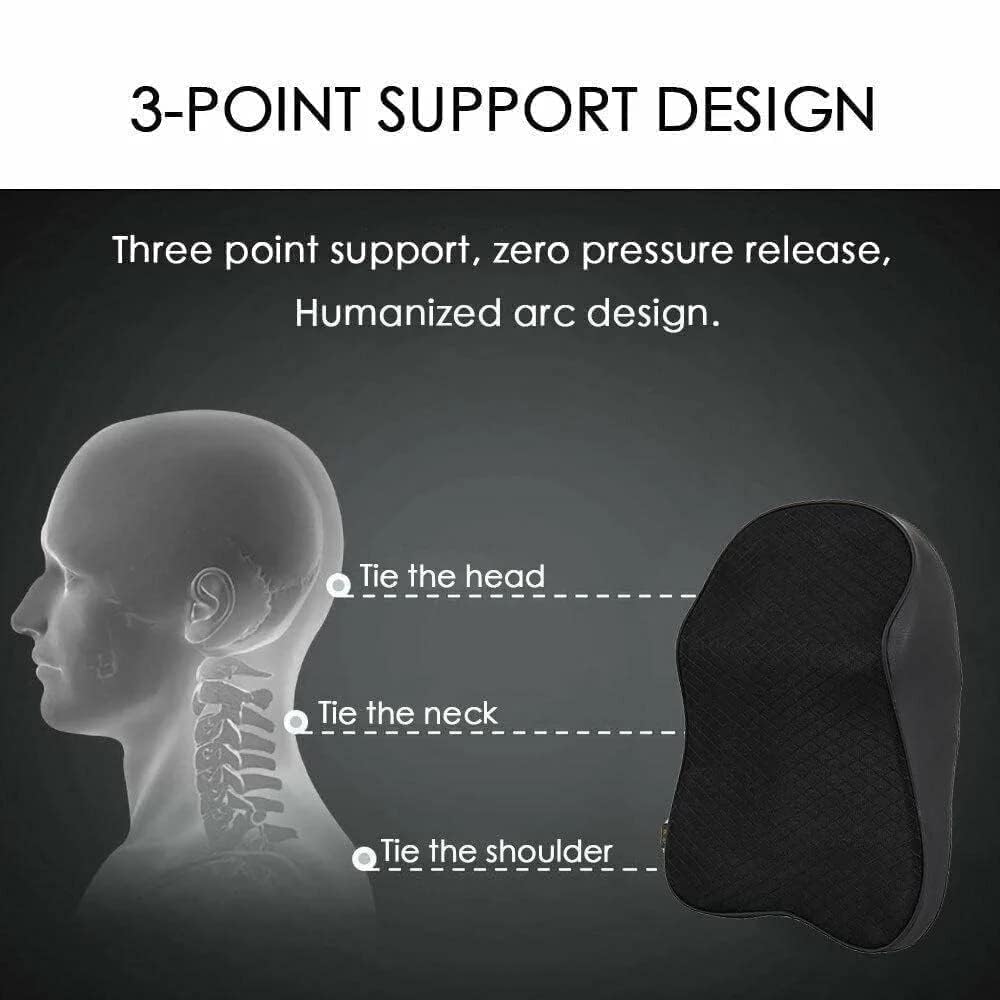 FLANXUS Car Seat Headrest Neck Rest Cushion Memory Foam Pillow Pillow With Breathable Removable Cover, Comfortable Ergonomic & Neck Pain Relief-Support Pack Of 2, Black