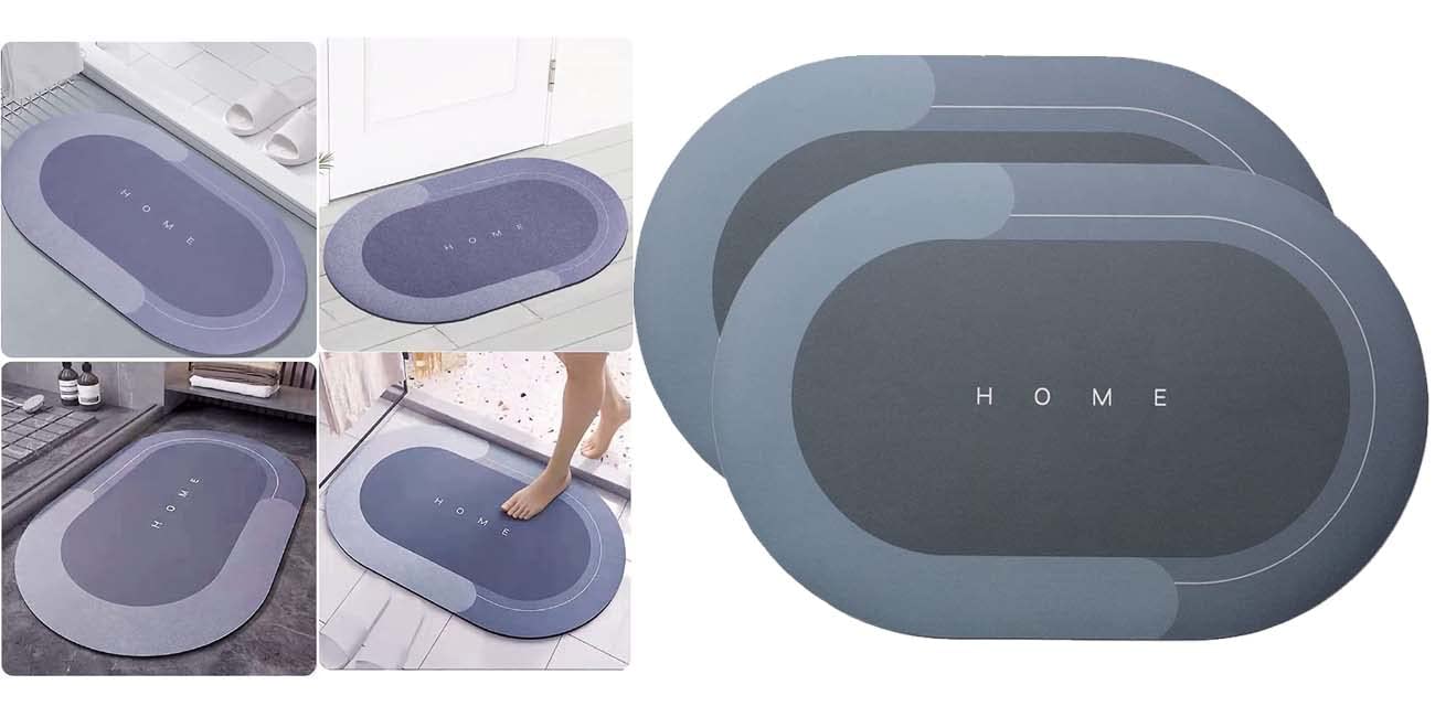 RENVA 2pcs Floor Mat, Bath Mat, Doormat, Bathroom Carpet. Cushion Mat, Quick Drying Bathroom Mat & Water Absorbent Door Mat for Home, Kitchen (40x60cm) (2, Modern)