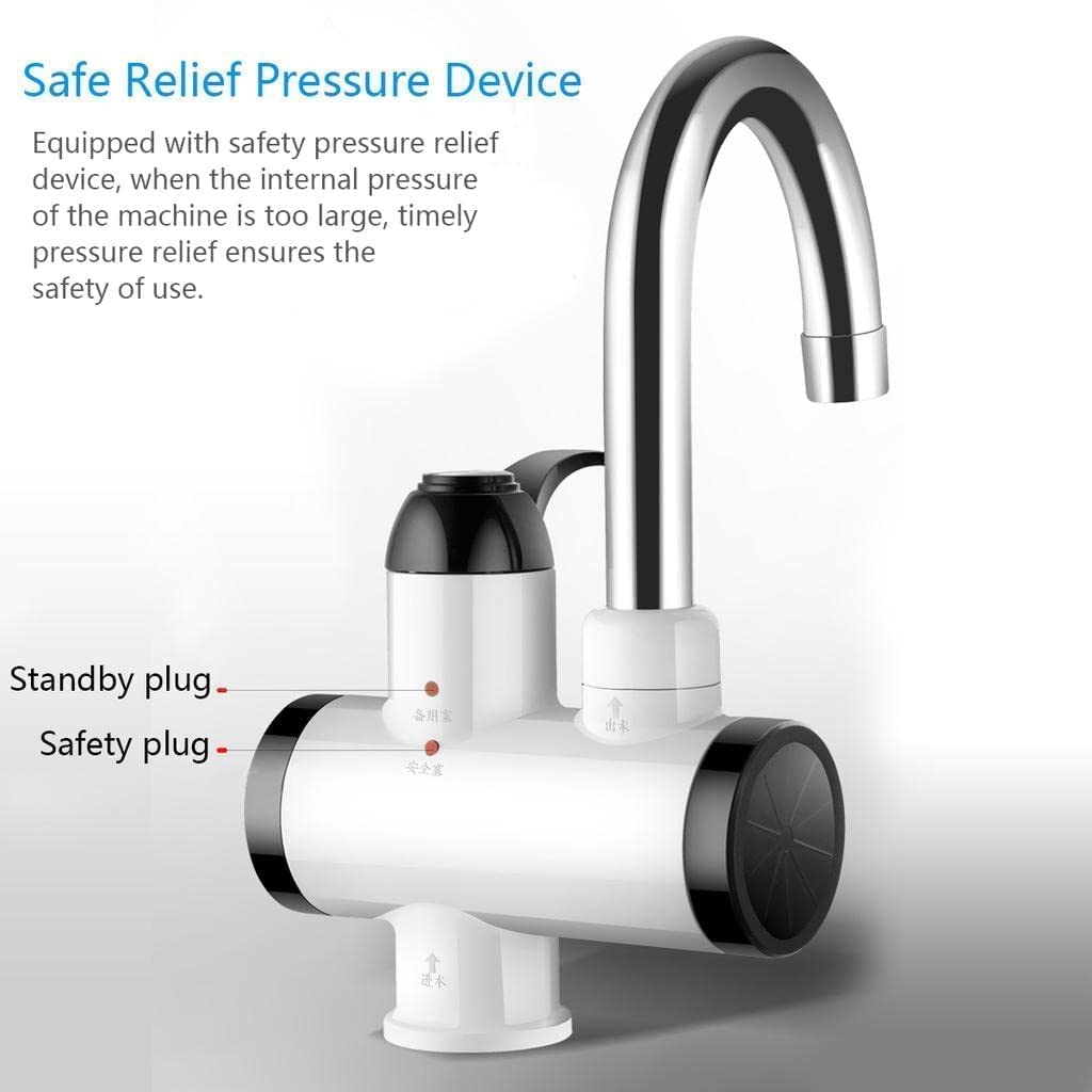 Water Heater & Tankless Electric Fast Water Heating Tap Instant Hot Faucet Kitchen Electric Tap Faucet LED Electric Head Water Heaters For Home Kitchen (3000W)