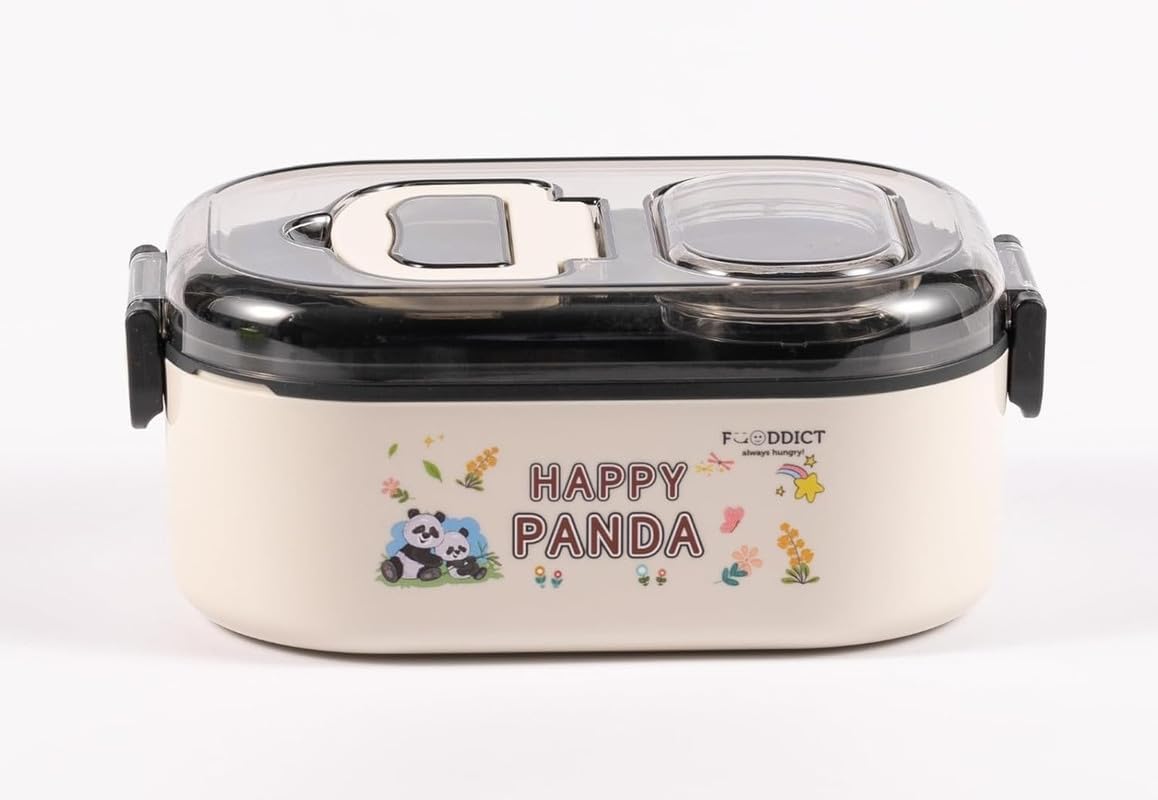 MIRTONICS 3 Compartment Stainless Steel Lunch Box Leakage Proof Lunch Box for School Kids Adults (750ml_Multicolor)