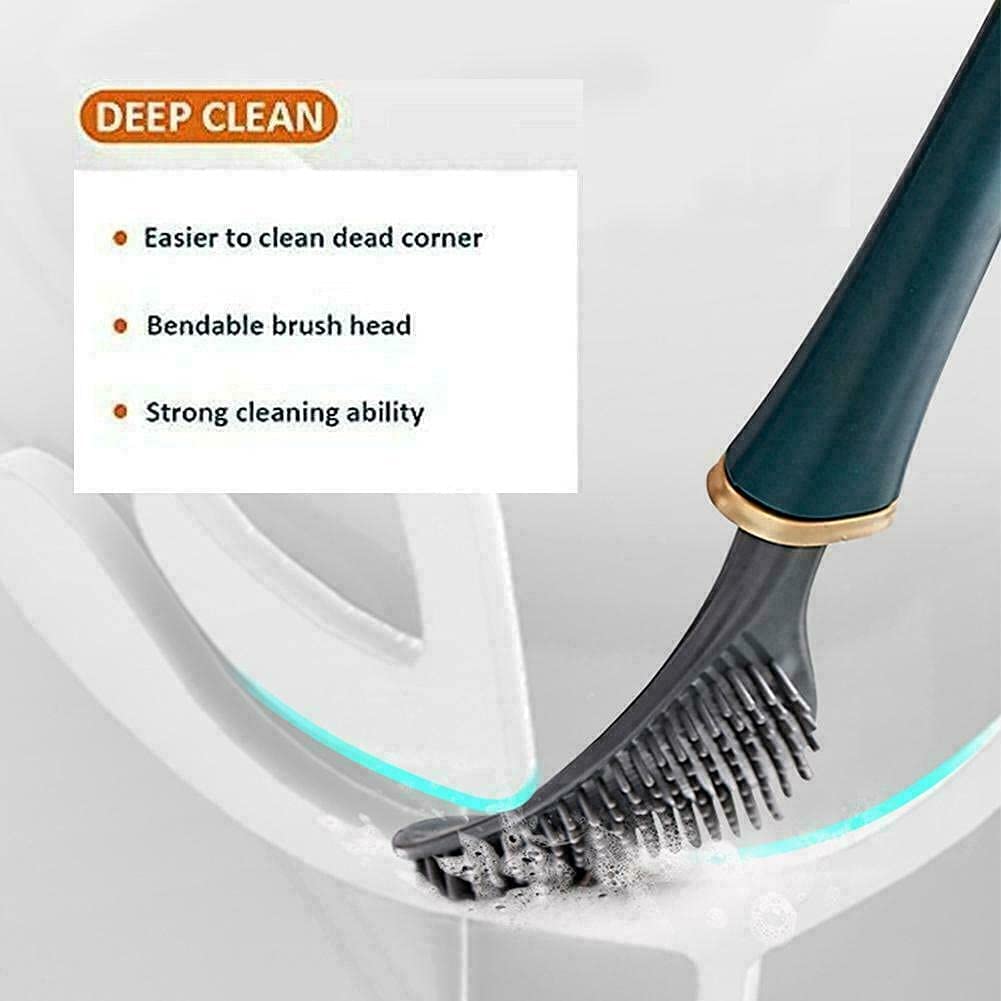 THE FLAME Silicone Water Drop Toilet Brush and Holder Set, Automatic Opening and Closing, Wall Mounted Deep Cleaning Toilet Bowl Brush for Bathroom Toilet Brush and Holder Set.