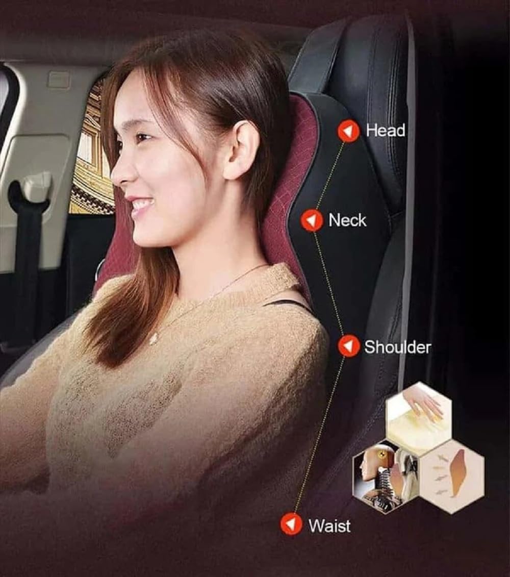 FLANXUS Car Seat Headrest Neck Rest Cushion Memory Foam Pillow Pillow With Breathable Removable Cover, Comfortable Ergonomic & Neck Pain Relief-Support Pack Of 2, Black