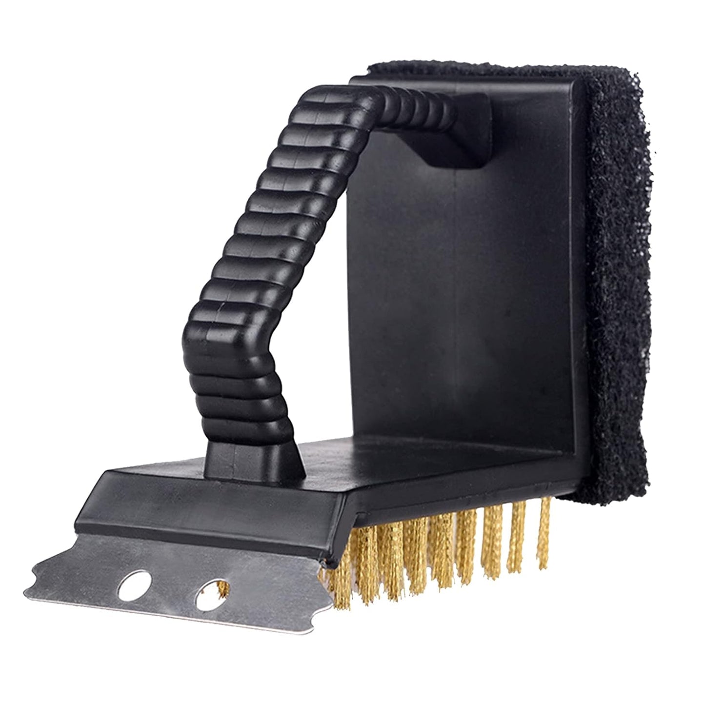 3 in 1 BBQ Cleaning Brush Grill Scraper Sponge Multifunction Barbecue Cleaner BBQ Cleaning Brush for Charcoal Porcelain Grill Tools Black-Layfoo