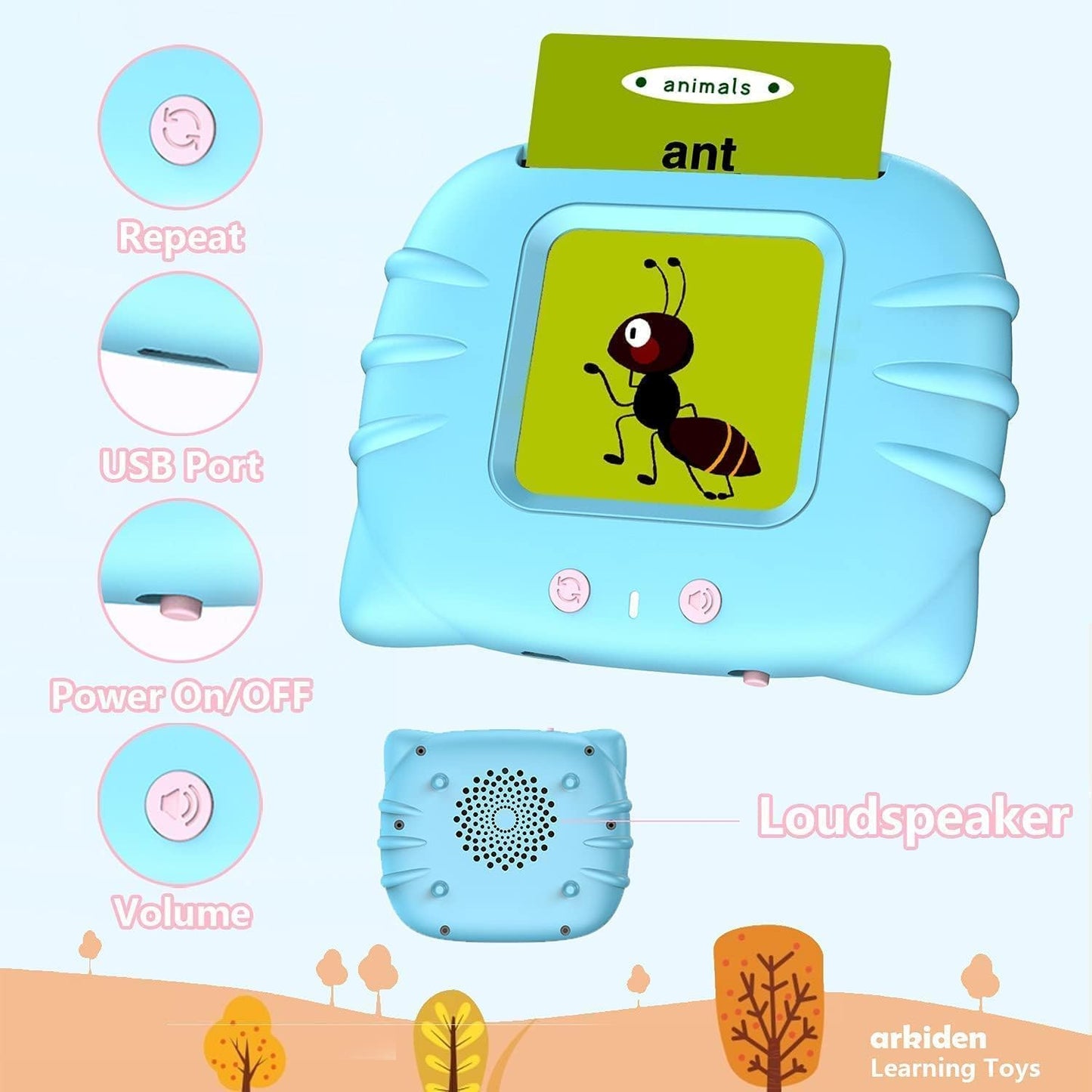 Storio Montessori Talking Flash Cards for Kids 2-5 Years | Rechargeable Educational Learning Toy for Toddlers | Cognitive Skill Builder for Boys & Girls | Sound Flashcard Device for Babies
