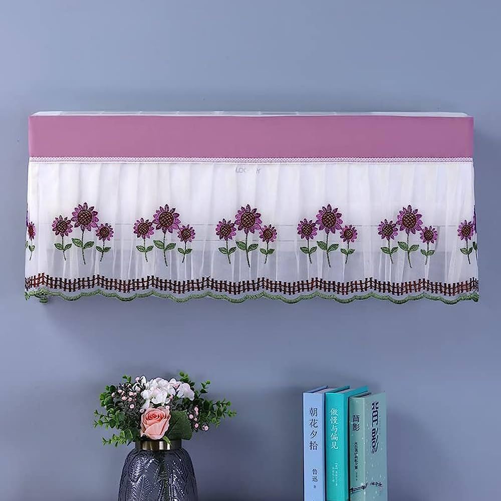 Dayanadhi High Quality Dustproof Air Conditioning Dust Cover | Embroidery Designer Indoor AC cover | 1.5 - 2 Ton Capacity Indoor and Outdoor Unit (Multicolour 1-Pcs)