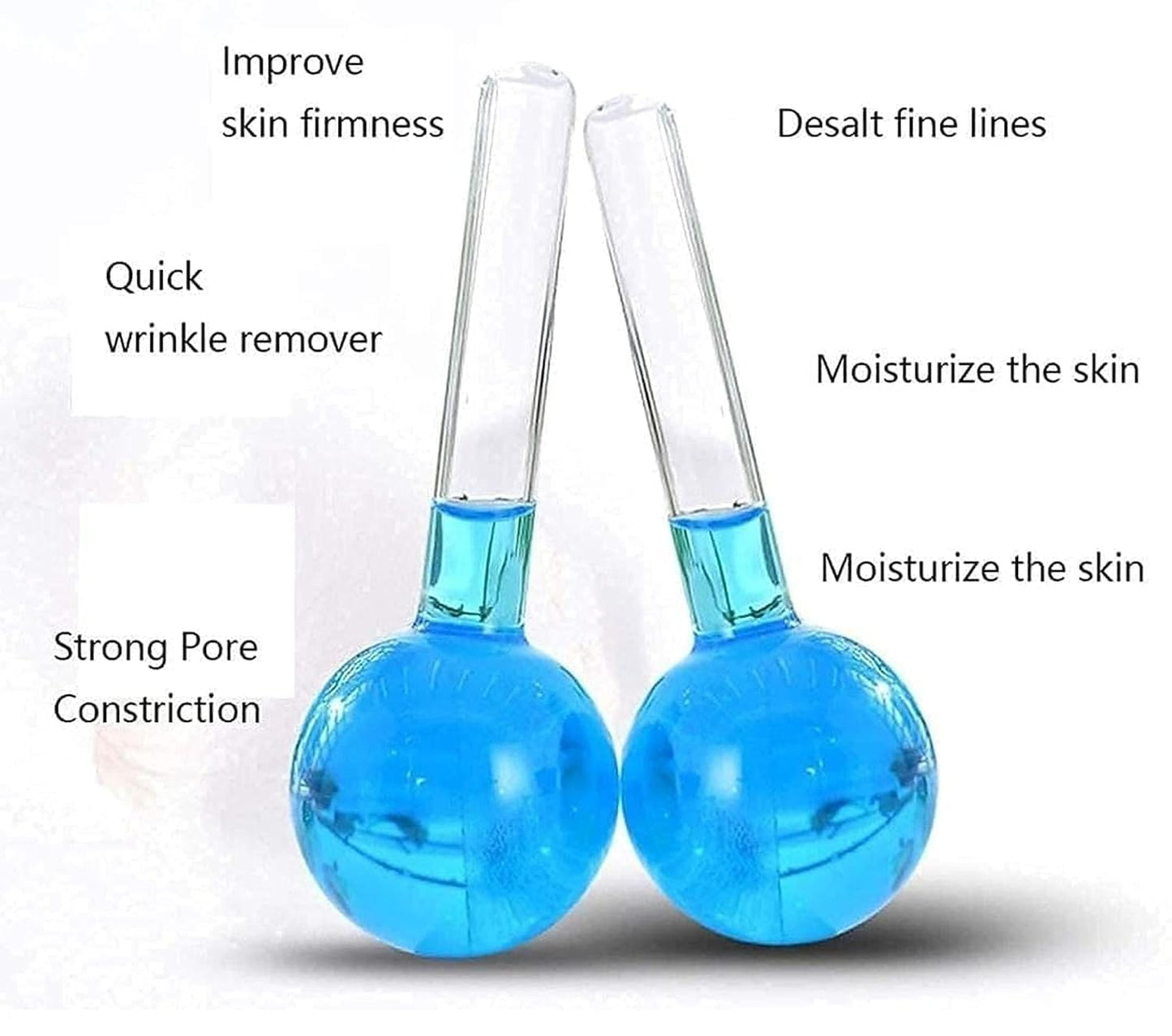Wowkart Ice Roller Globes Facial Roller Cold Skin Massagers Crystal Glass Ball for Redness Soothing Face Wrinkle Remover Beauty Care Tool - 2pcs