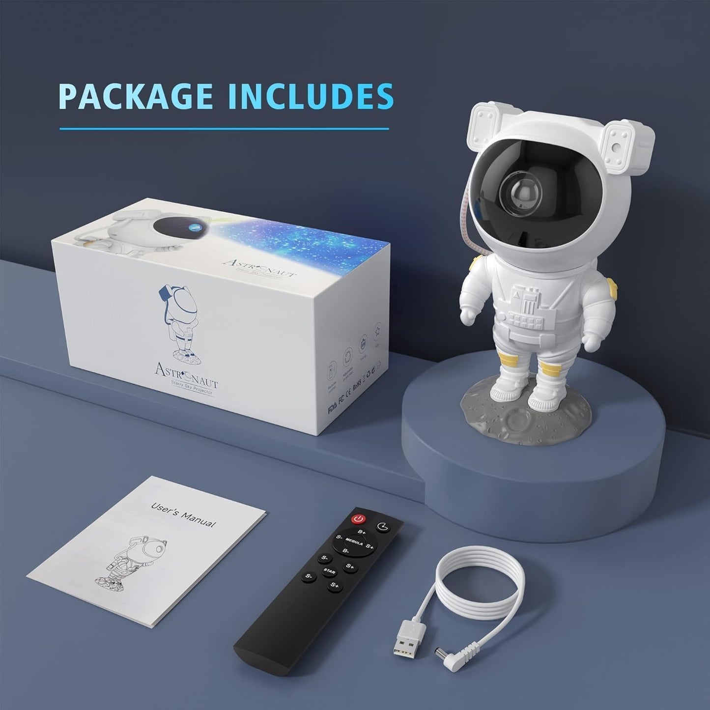 DOCAT Astronaut Projector Night Light with Remote Control, 360° Rotating Galaxy Nebula Star Light Projector with Timer & Adjustable Head, Astronaut Light Lamp for Bedroom, Home Decor (Astronaut Lamp)