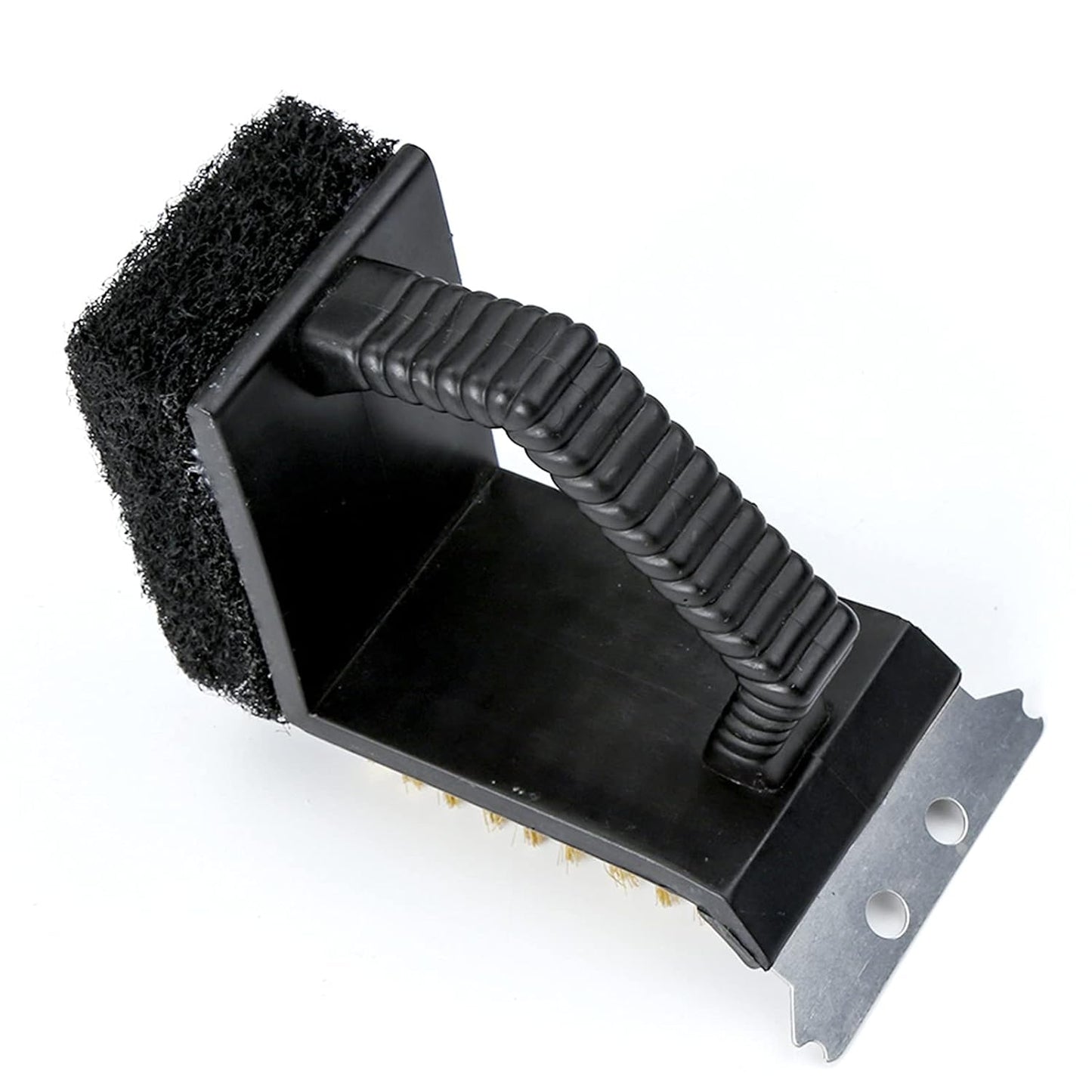 3 in 1 BBQ Cleaning Brush Grill Scraper Sponge Multifunction Barbecue Cleaner BBQ Cleaning Brush for Charcoal Porcelain Grill Tools Black-Layfoo