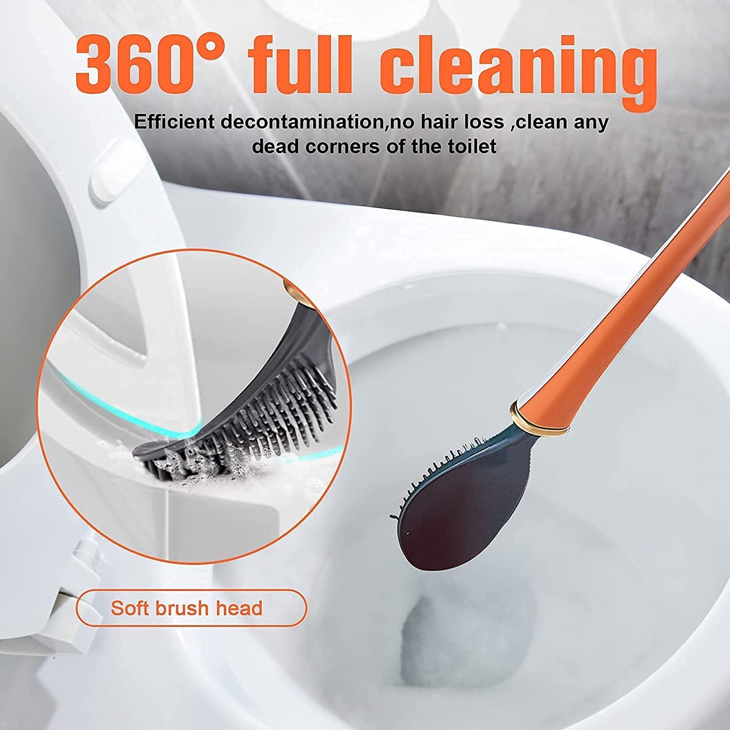 THE FLAME Silicone Water Drop Toilet Brush and Holder Set, Automatic Opening and Closing, Wall Mounted Deep Cleaning Toilet Bowl Brush for Bathroom Toilet Brush and Holder Set.
