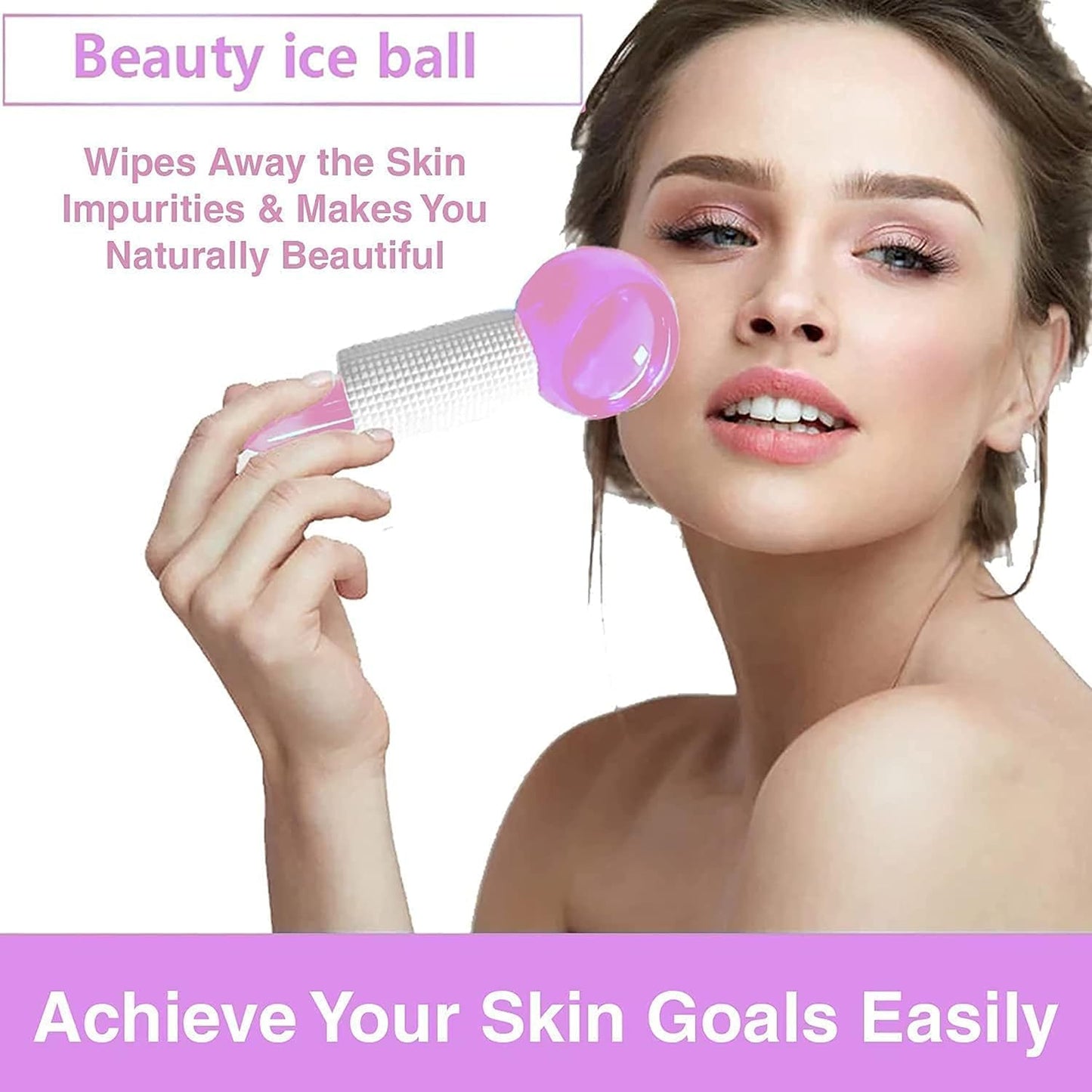 Wowkart Ice Roller Globes Facial Roller Cold Skin Massagers Crystal Glass Ball for Redness Soothing Face Wrinkle Remover Beauty Care Tool - 2pcs