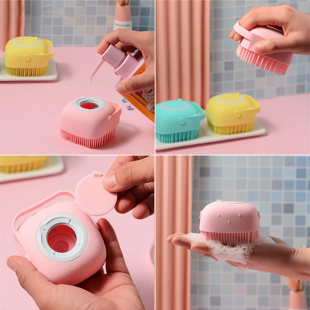kriya Body Bath Brush Silicone Soft Cleaning Bath Body Brush with Shampoo Dispenser - Skin Massage Brush Bath Bathroom Accessories multi color