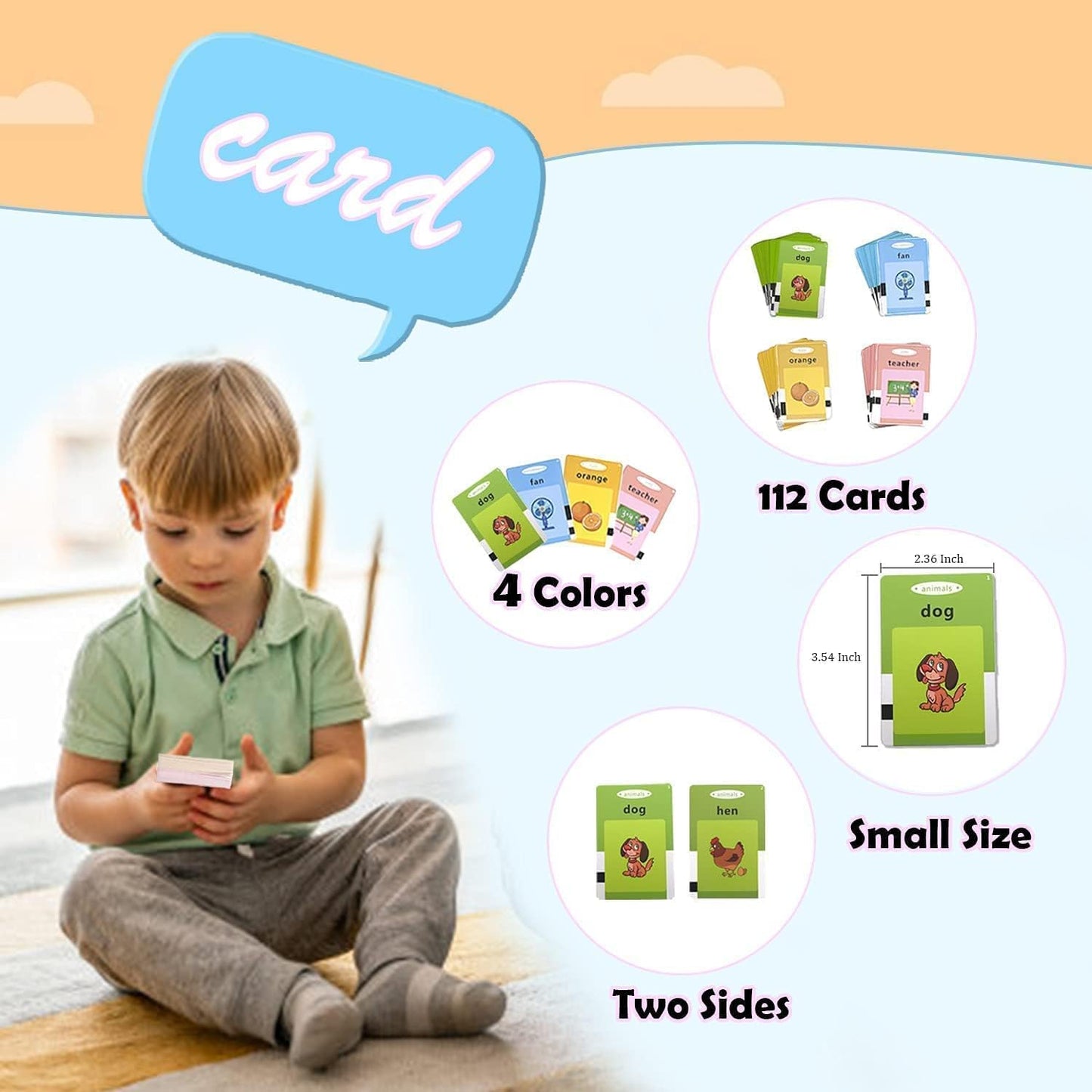 Storio Montessori Talking Flash Cards for Kids 2-5 Years | Rechargeable Educational Learning Toy for Toddlers | Cognitive Skill Builder for Boys & Girls | Sound Flashcard Device for Babies