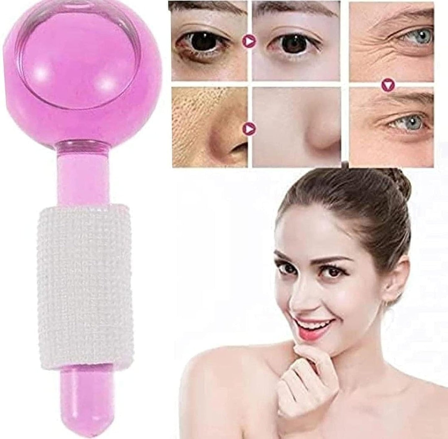 Wowkart Ice Roller Globes Facial Roller Cold Skin Massagers Crystal Glass Ball for Redness Soothing Face Wrinkle Remover Beauty Care Tool - 2pcs