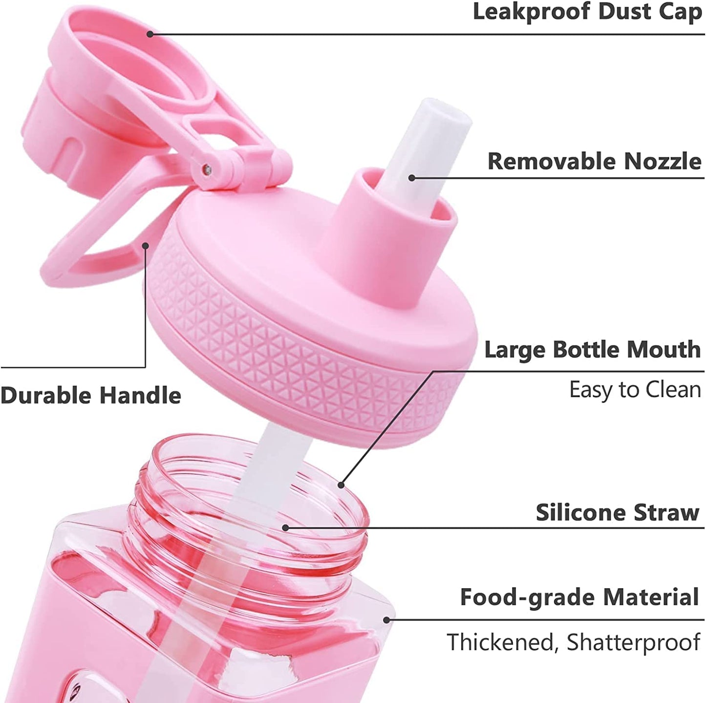 HOMECRAZE Kawaii Water Bottle With Straw Water Bottles Portable Square Drinking Bottle For Girl