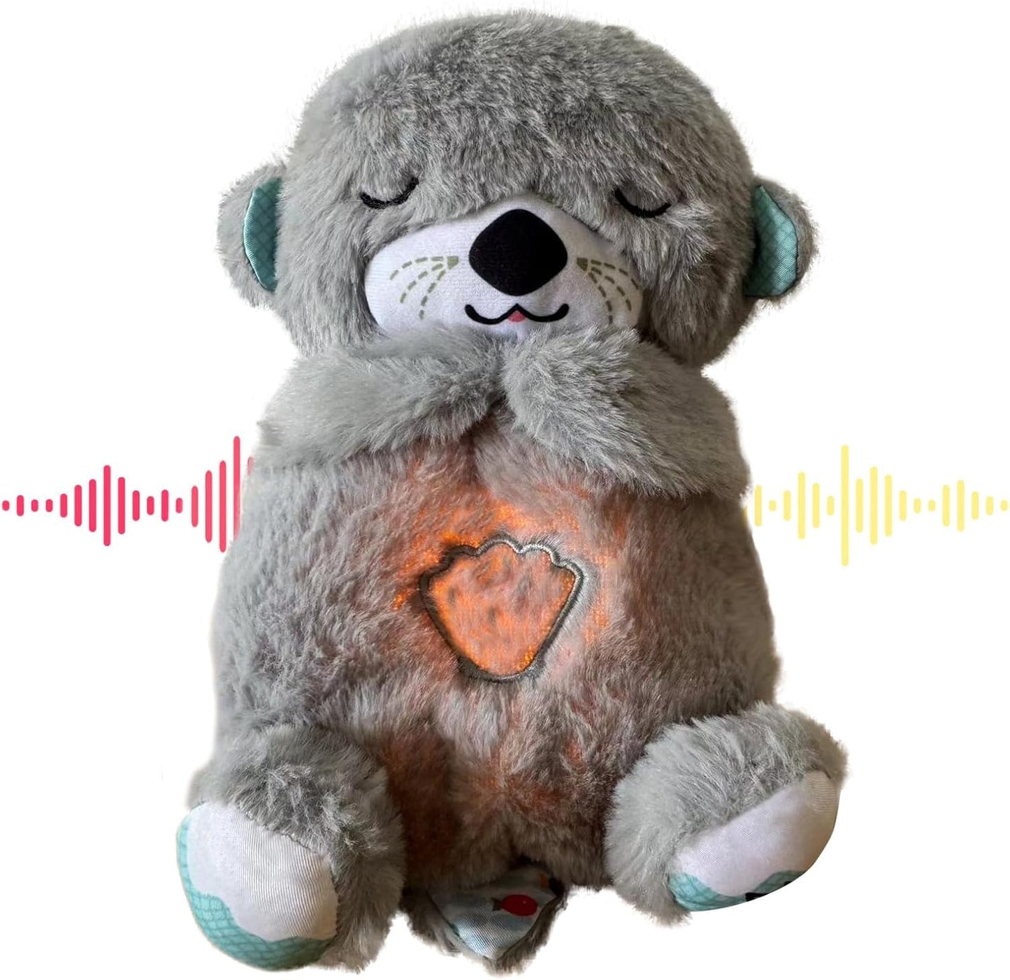 kidsferry Breathing Teddy Bear with Light Otter Glowing Music for Baby Sensory Sleep Lights Rhythmic Simulation Plush for Babies Kids Soothing Sound and Decor Item Specially for Valentine Gift