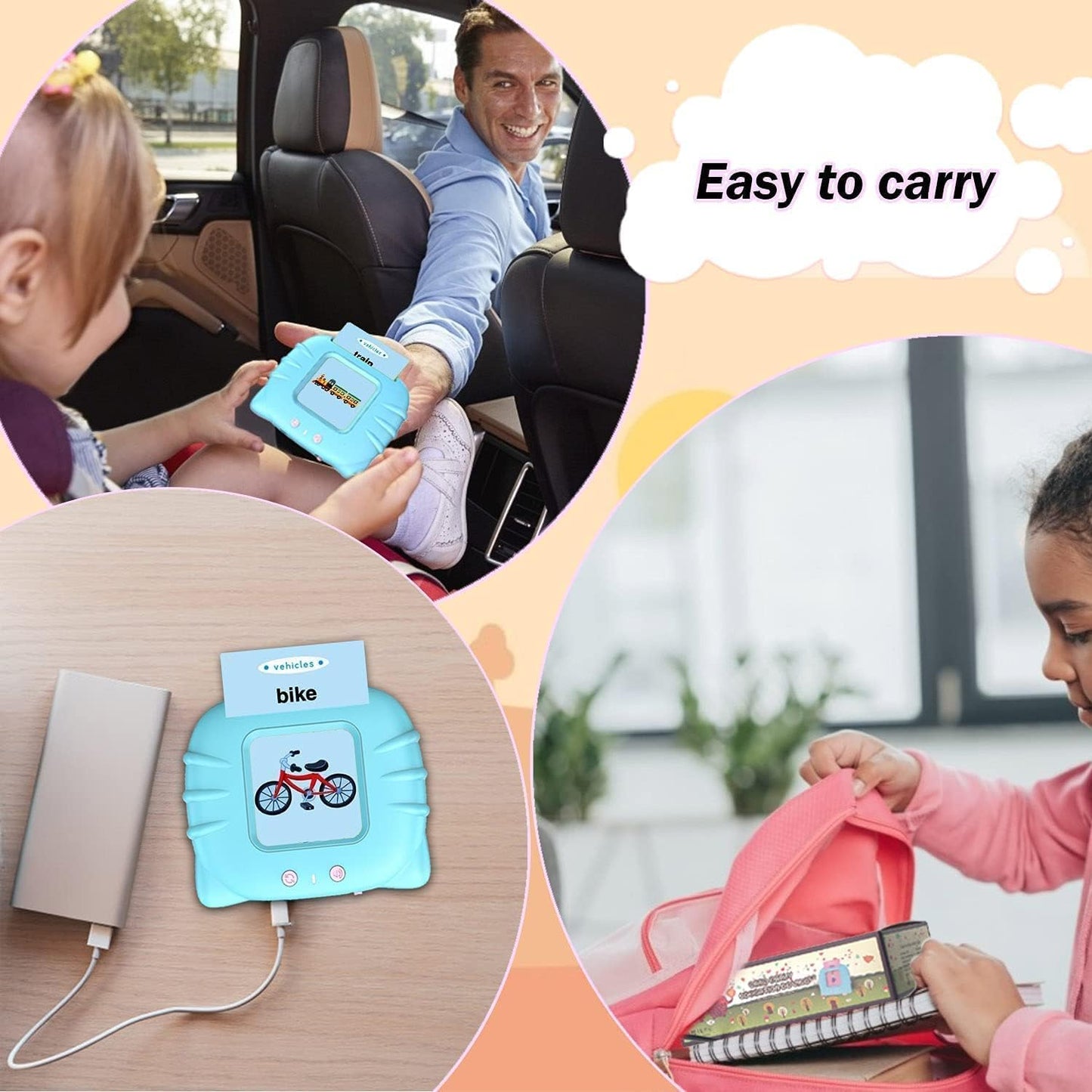 Storio Montessori Talking Flash Cards for Kids 2-5 Years | Rechargeable Educational Learning Toy for Toddlers | Cognitive Skill Builder for Boys & Girls | Sound Flashcard Device for Babies