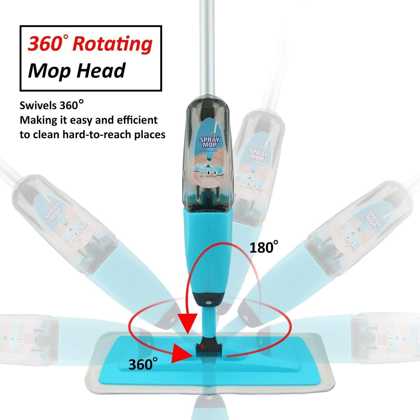 Jaini Enterprise Multifunctional Quick and Easy Stainless Steel Microfiber Floor Cleaning 360 Degree Spray Mop with Removable Washable Pad (G-Spray mop) (7.6 X 10.2 X 12.7 Cm)