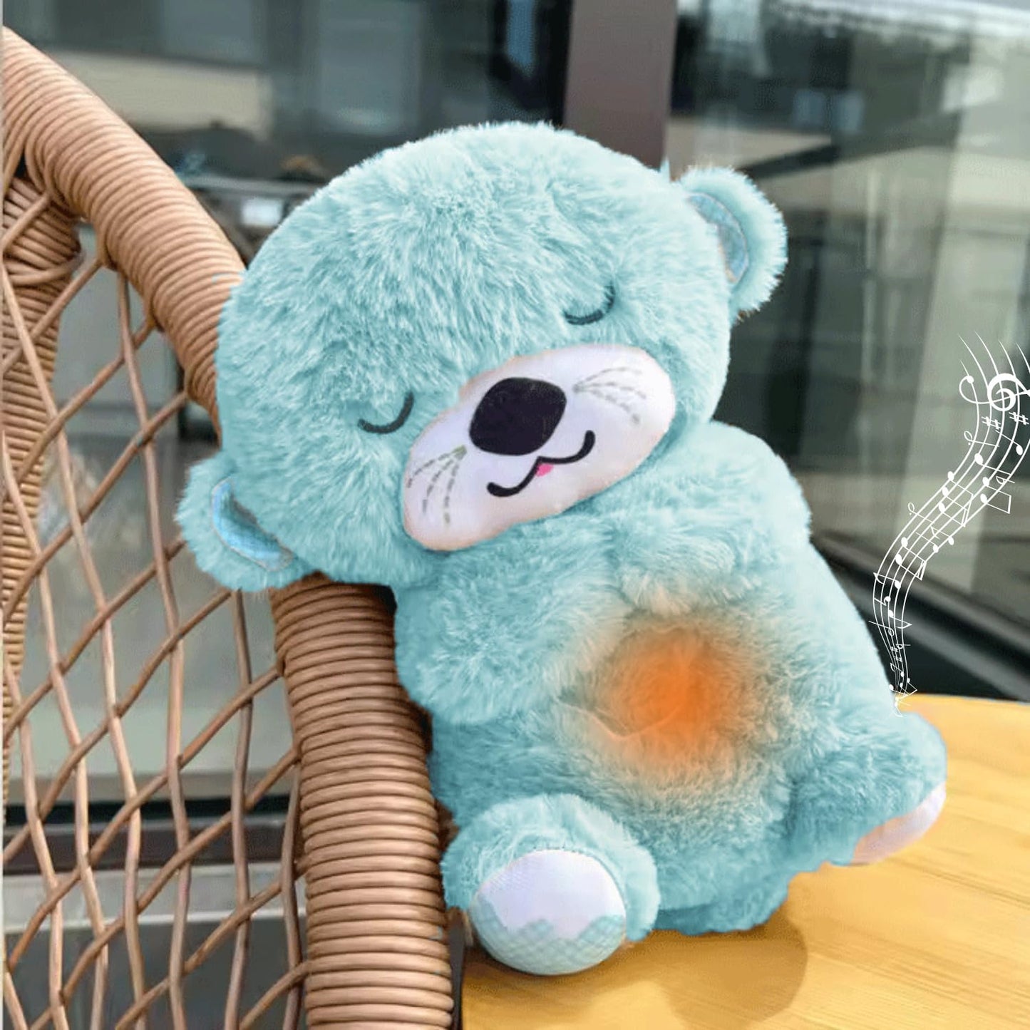 kidsferry Breathing Teddy Bear with Light Otter Glowing Music for Baby Sensory Sleep Lights Rhythmic Simulation Plush for Babies Kids Soothing Sound and Decor Item Specially for Valentine Gift
