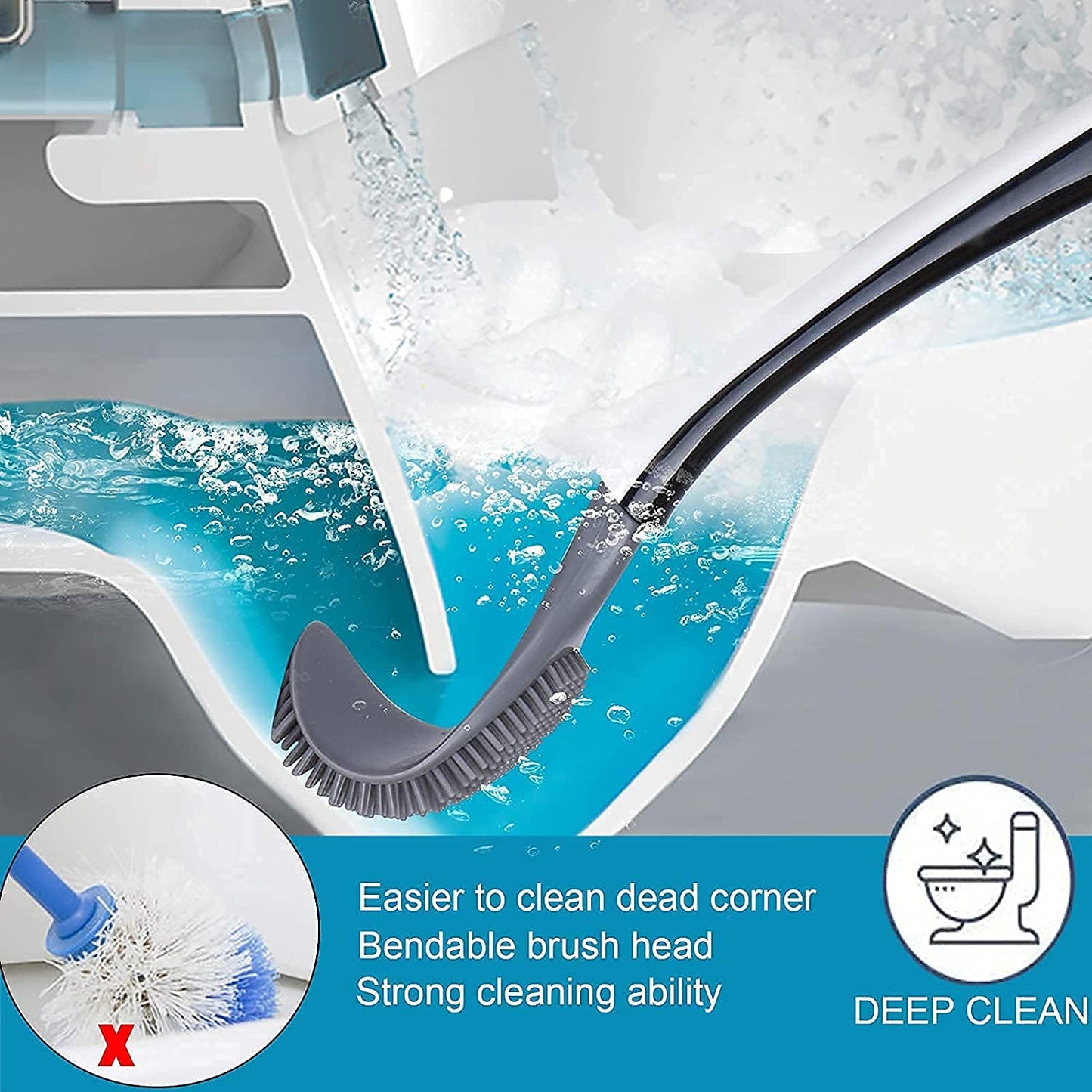 THE FLAME Silicone Water Drop Toilet Brush and Holder Set, Automatic Opening and Closing, Wall Mounted Deep Cleaning Toilet Bowl Brush for Bathroom Toilet Brush and Holder Set.