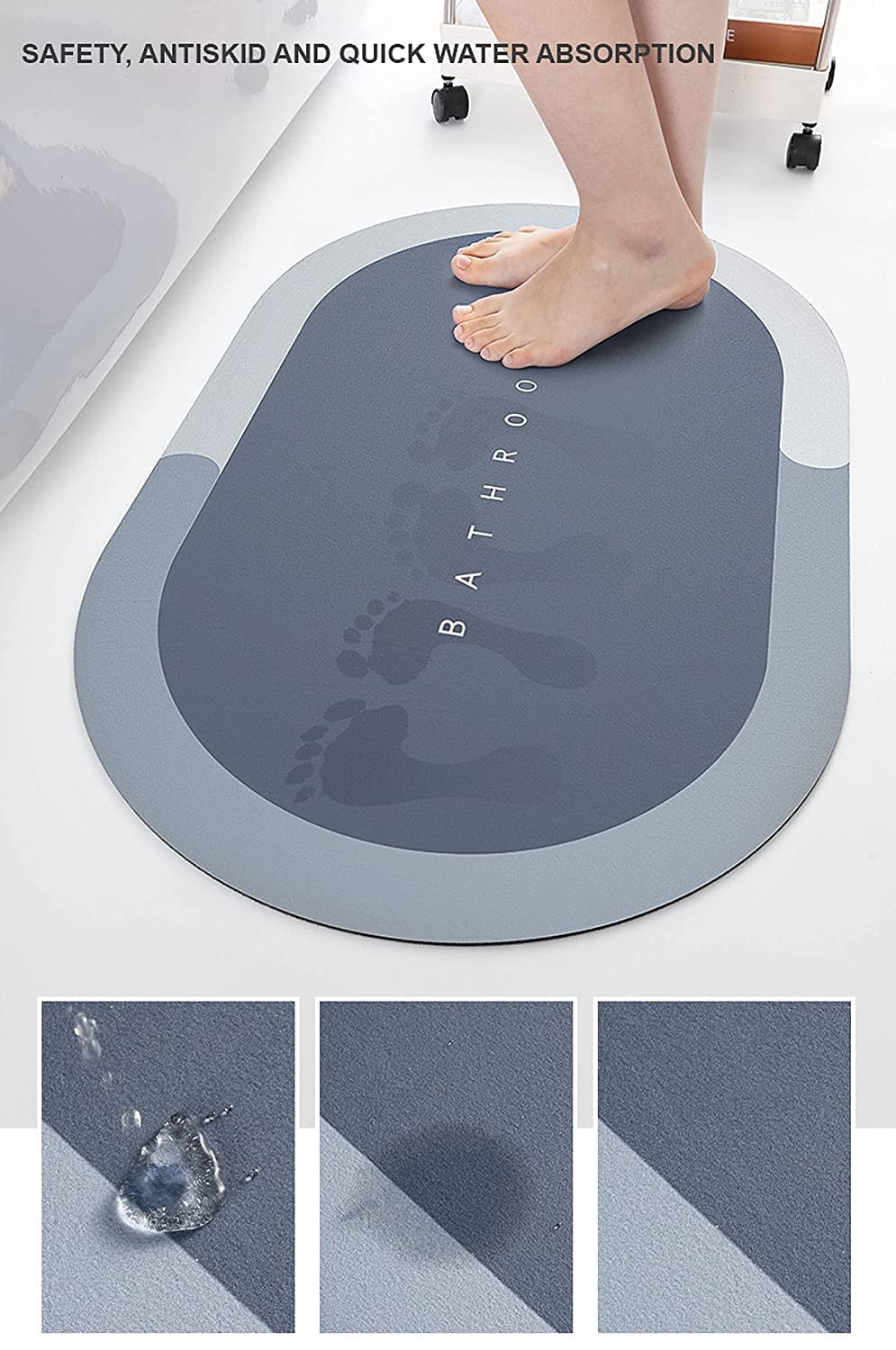 RENVA 2pcs Floor Mat, Bath Mat, Doormat, Bathroom Carpet. Cushion Mat, Quick Drying Bathroom Mat & Water Absorbent Door Mat for Home, Kitchen (40x60cm) (2, Modern)