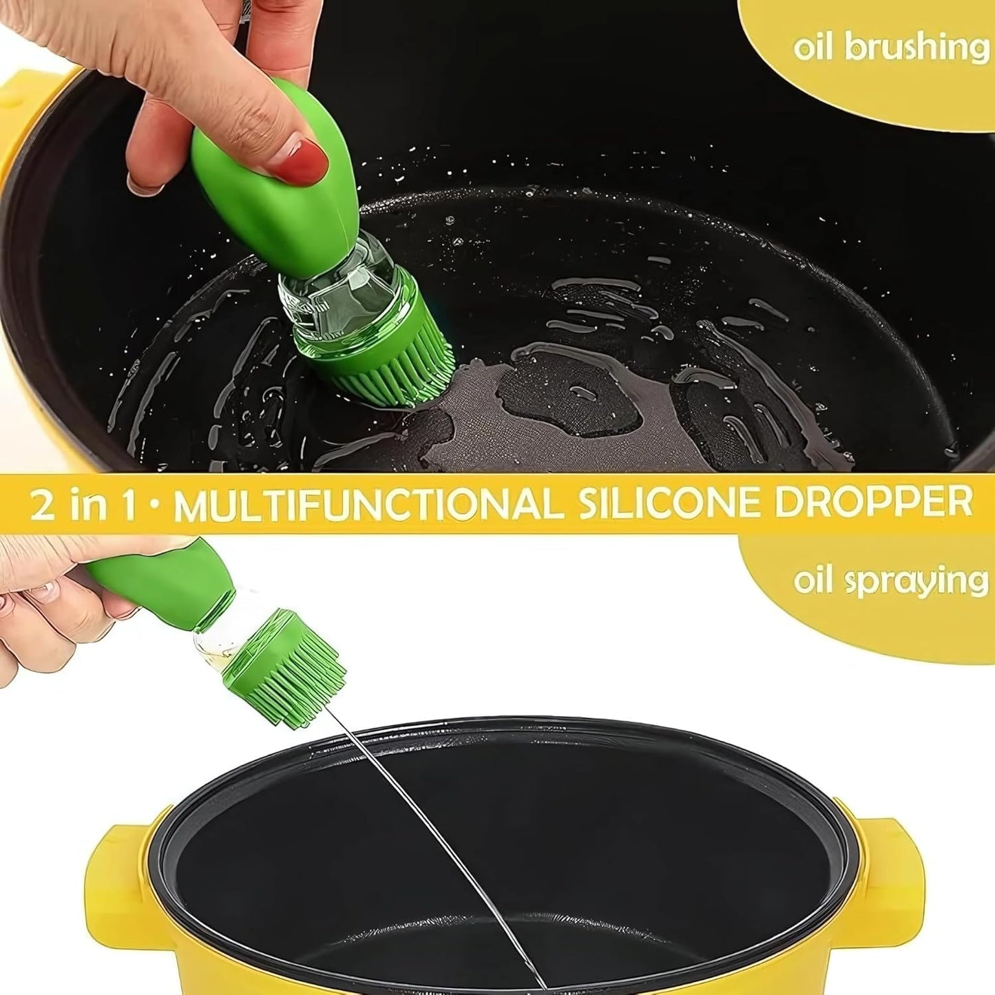Patel's Kitchen 2in 1 Glass Olive Oil Dispenser Bottle With Silicone Brush Droper Silicone Dropper Measuring Oil Dispenser Bottle for Kitchen Cooking Baking and BBQ Red (180 ml)