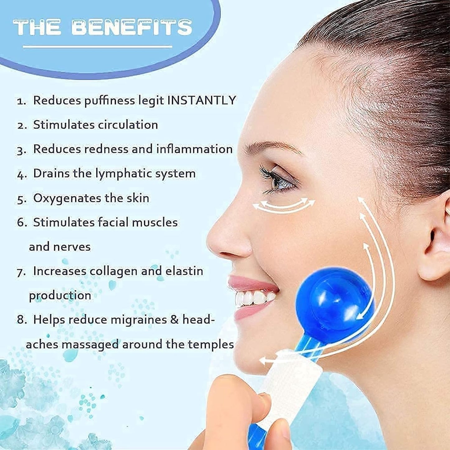 Wowkart Ice Roller Globes Facial Roller Cold Skin Massagers Crystal Glass Ball for Redness Soothing Face Wrinkle Remover Beauty Care Tool - 2pcs