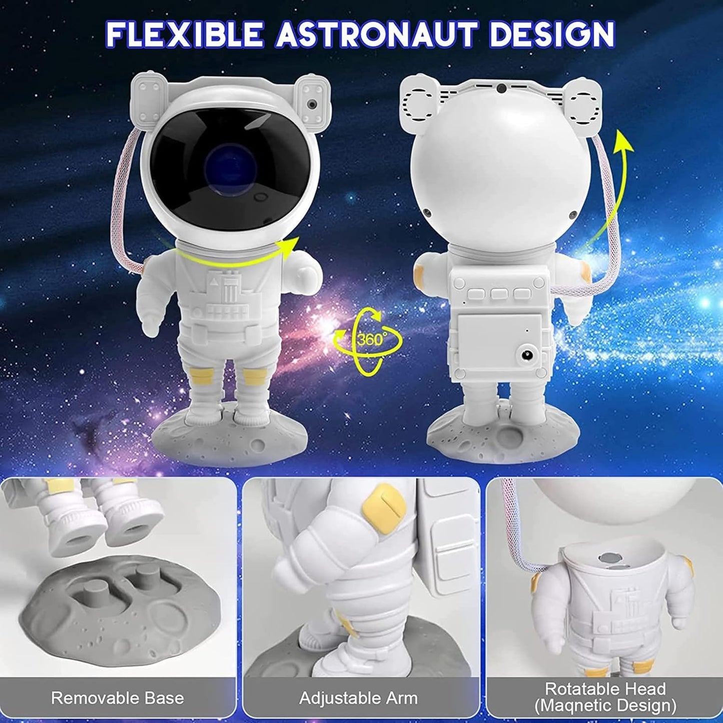 DOCAT Astronaut Projector Night Light with Remote Control, 360° Rotating Galaxy Nebula Star Light Projector with Timer & Adjustable Head, Astronaut Light Lamp for Bedroom, Home Decor (Astronaut Lamp)
