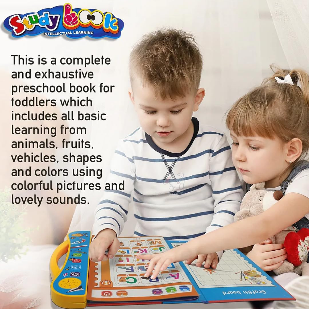 Storio Intelligence Book Sound Book Learning Cards for Children,English Letters & Words Language_Skills Learning Book,Fun Educational Toys. Activities with Numbers, Shapes Learning Book for Toddlers