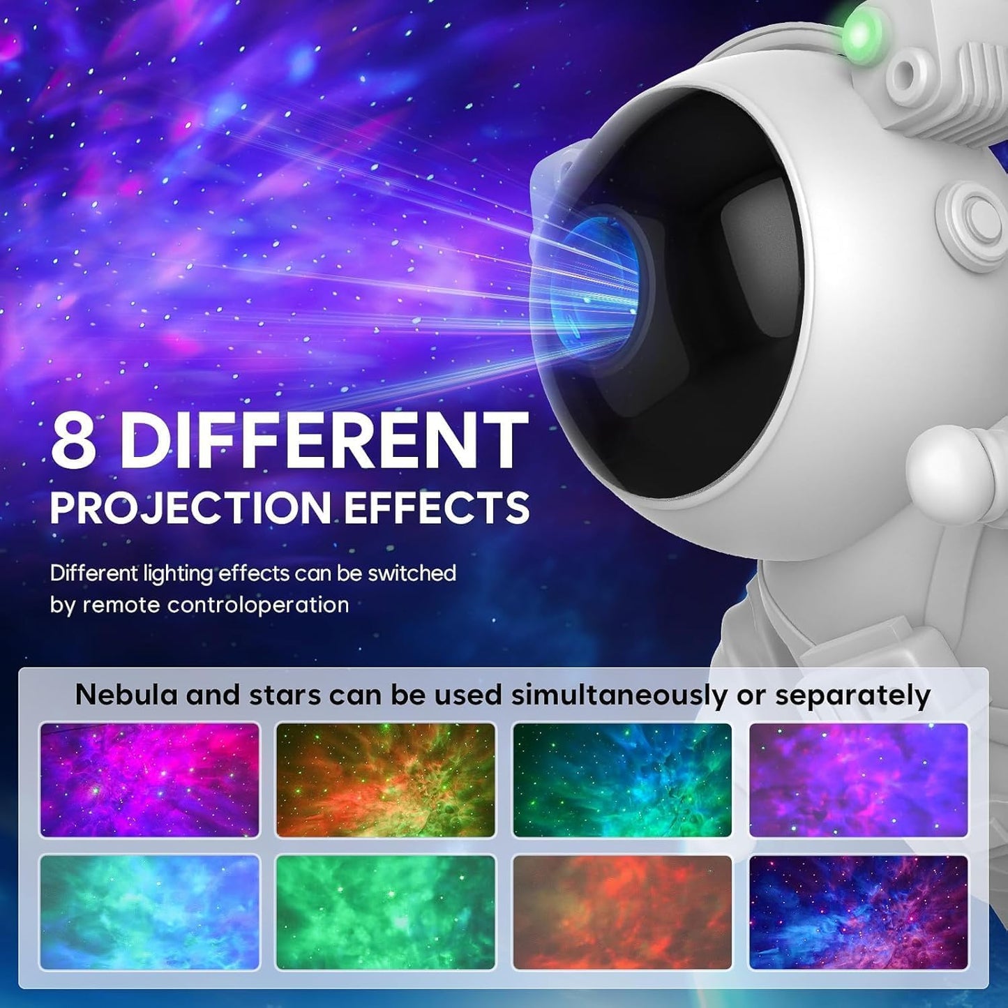 DOCAT Astronaut Projector Night Light with Remote Control, 360° Rotating Galaxy Nebula Star Light Projector with Timer & Adjustable Head, Astronaut Light Lamp for Bedroom, Home Decor (Astronaut Lamp)