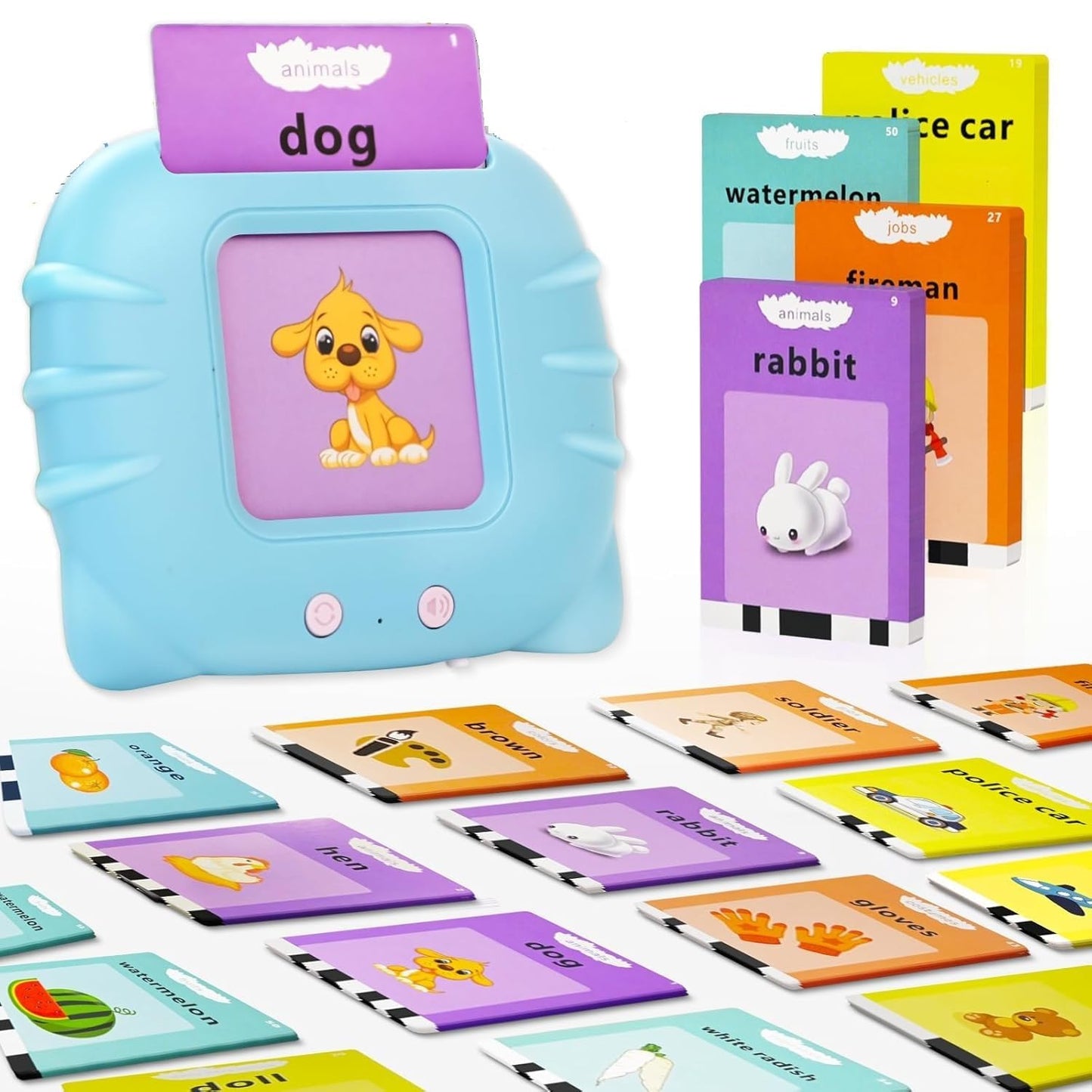 Storio Montessori Talking Flash Cards for Kids 2-5 Years | Rechargeable Educational Learning Toy for Toddlers | Cognitive Skill Builder for Boys & Girls | Sound Flashcard Device for Babies