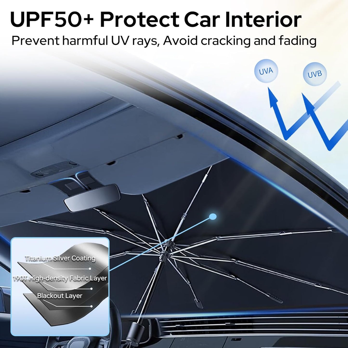 COSTAR Car Sun Shade Protector, Foldable Windshield Insulation Car Sun Shade for UV Protection Reflective Sunblocker Car Accessories for SUV, Hatchback, Sedan (Medium Size)