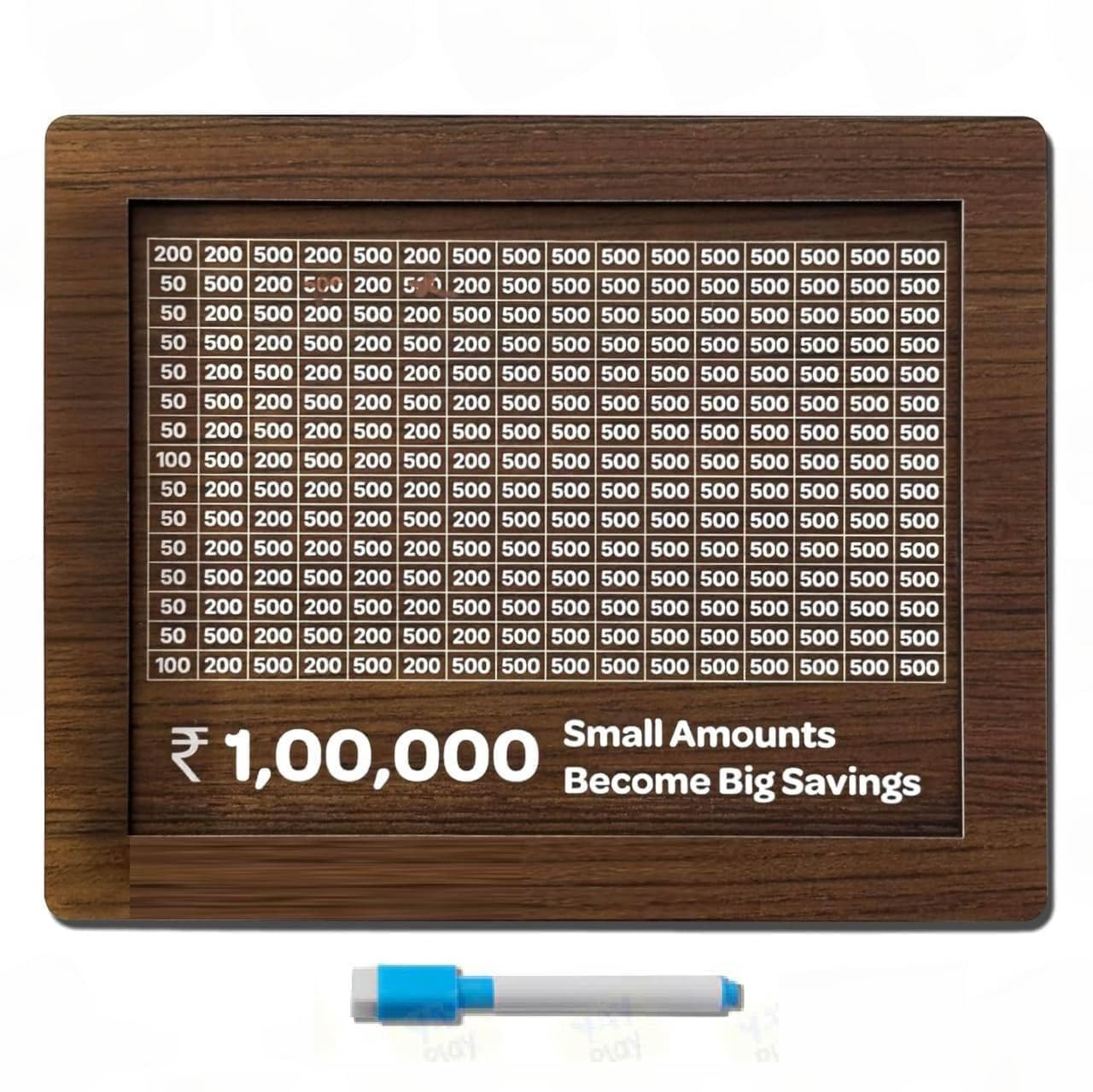 NDKART Wooden Money Piggy Bank, Money Saving Box, Gullak with Savings Chart, 100000 Rupees Goal Tracker, Cash Collection Bank for Kids and Adults(1Pc)