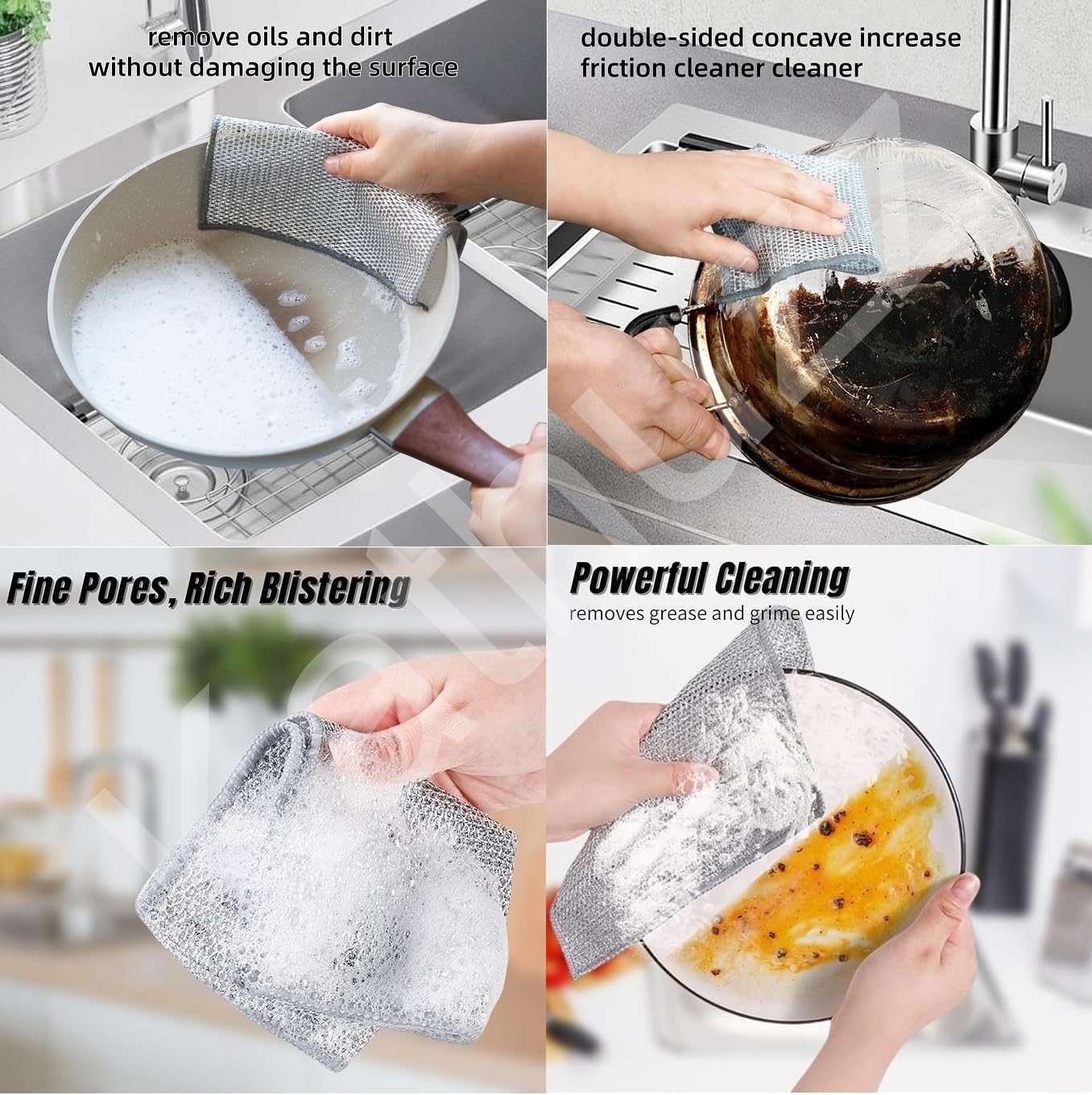 Kathuzz Non-Scratch Dish Wash Cloth (15 Pack) Two Layer Mesh Wire Cloth for Kitchen Reusable Multipurpose Dishwashing Rags for Wet and Dry Cleaning Scrubber