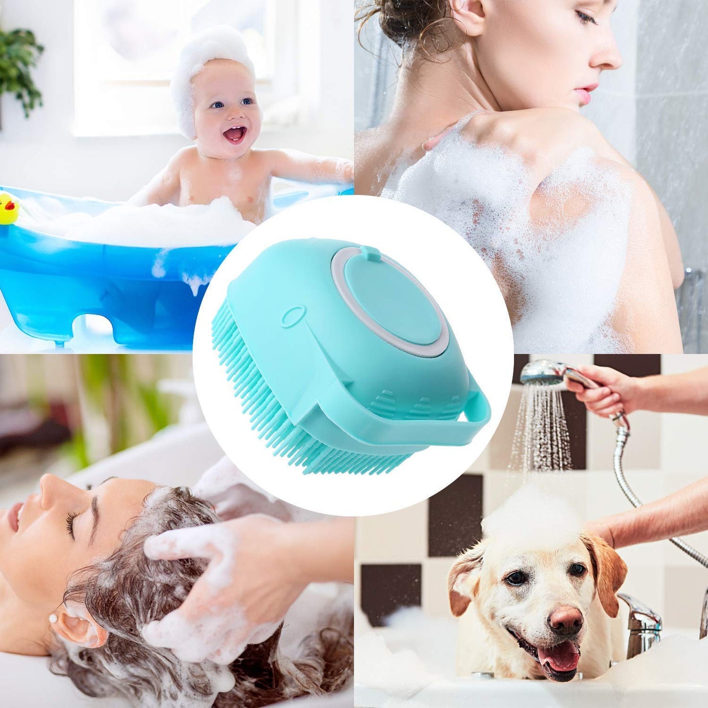 kriya Body Bath Brush Silicone Soft Cleaning Bath Body Brush with Shampoo Dispenser - Skin Massage Brush Bath Bathroom Accessories multi color