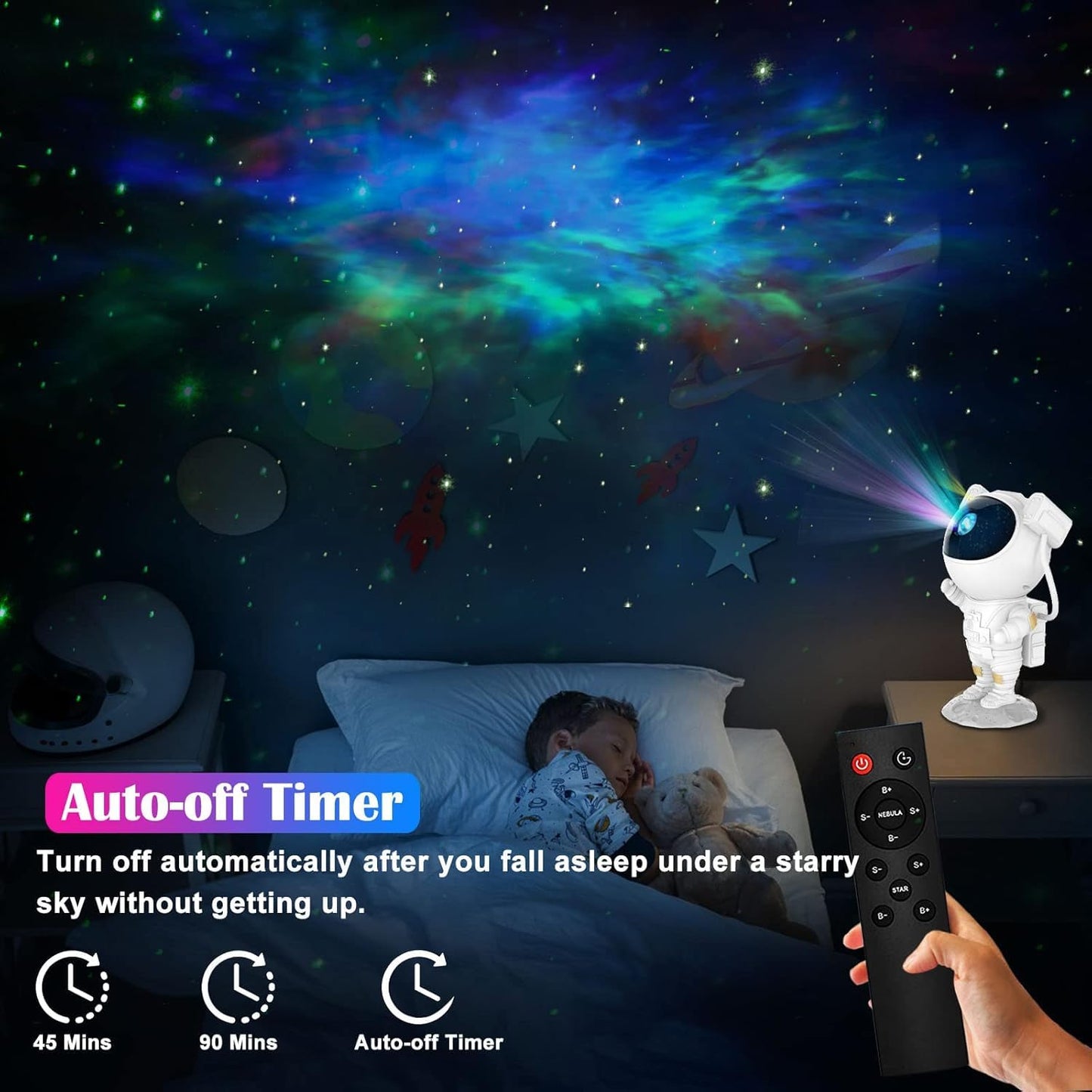 DOCAT Astronaut Projector Night Light with Remote Control, 360° Rotating Galaxy Nebula Star Light Projector with Timer & Adjustable Head, Astronaut Light Lamp for Bedroom, Home Decor (Astronaut Lamp)