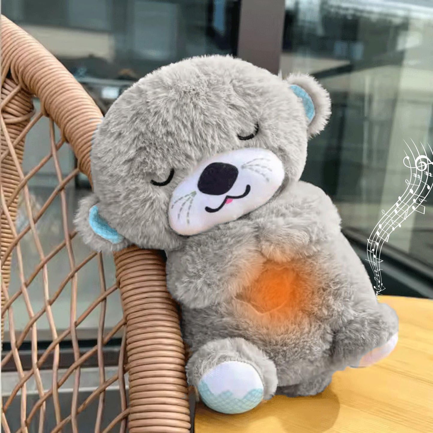 kidsferry Breathing Teddy Bear with Light Otter Glowing Music for Baby Sensory Sleep Lights Rhythmic Simulation Plush for Babies Kids Soothing Sound and Decor Item Specially for Valentine Gift