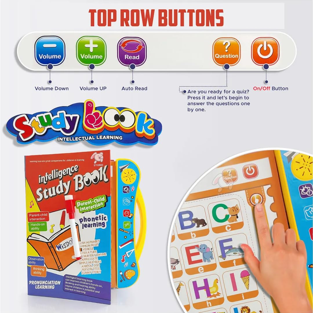 Storio Intelligence Book Sound Book Learning Cards for Children,English Letters & Words Language_Skills Learning Book,Fun Educational Toys. Activities with Numbers, Shapes Learning Book for Toddlers