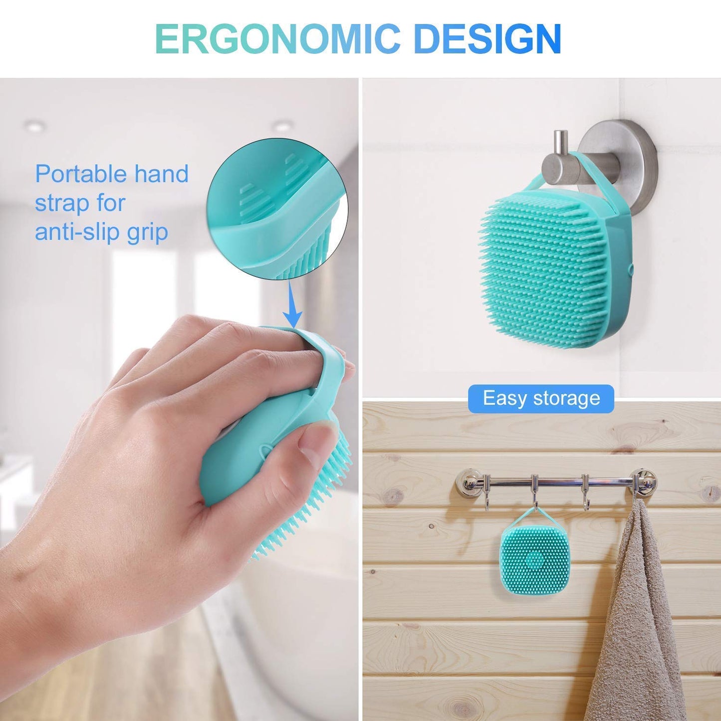 kriya Body Bath Brush Silicone Soft Cleaning Bath Body Brush with Shampoo Dispenser - Skin Massage Brush Bath Bathroom Accessories multi color