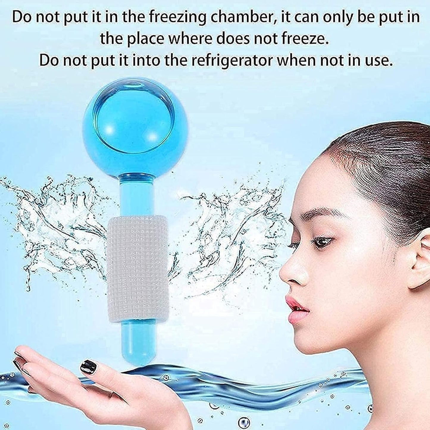 Wowkart Ice Roller Globes Facial Roller Cold Skin Massagers Crystal Glass Ball for Redness Soothing Face Wrinkle Remover Beauty Care Tool - 2pcs