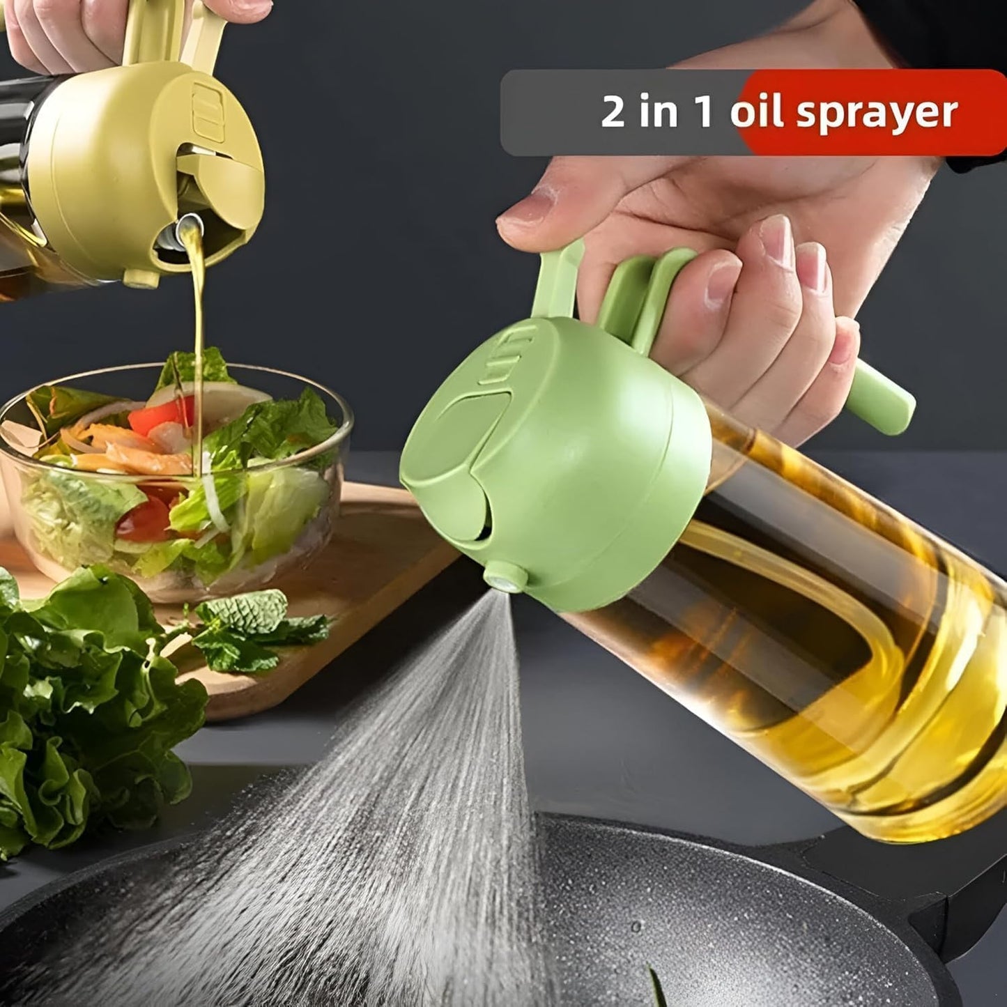 Zirvella Glass Oil Dispenser with Pouring Spout,2 in 1 Glass Oil Sprayer and Dispenser Bottle, Premium Nozzle, Multi Color oil dispenser for kitchen