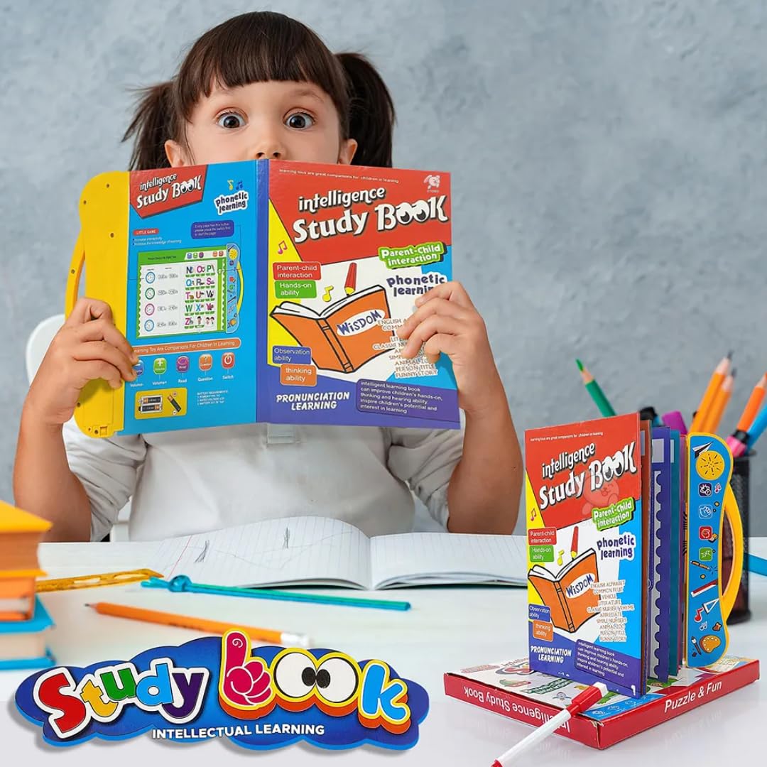 Storio Intelligence Book Sound Book Learning Cards for Children,English Letters & Words Language_Skills Learning Book,Fun Educational Toys. Activities with Numbers, Shapes Learning Book for Toddlers