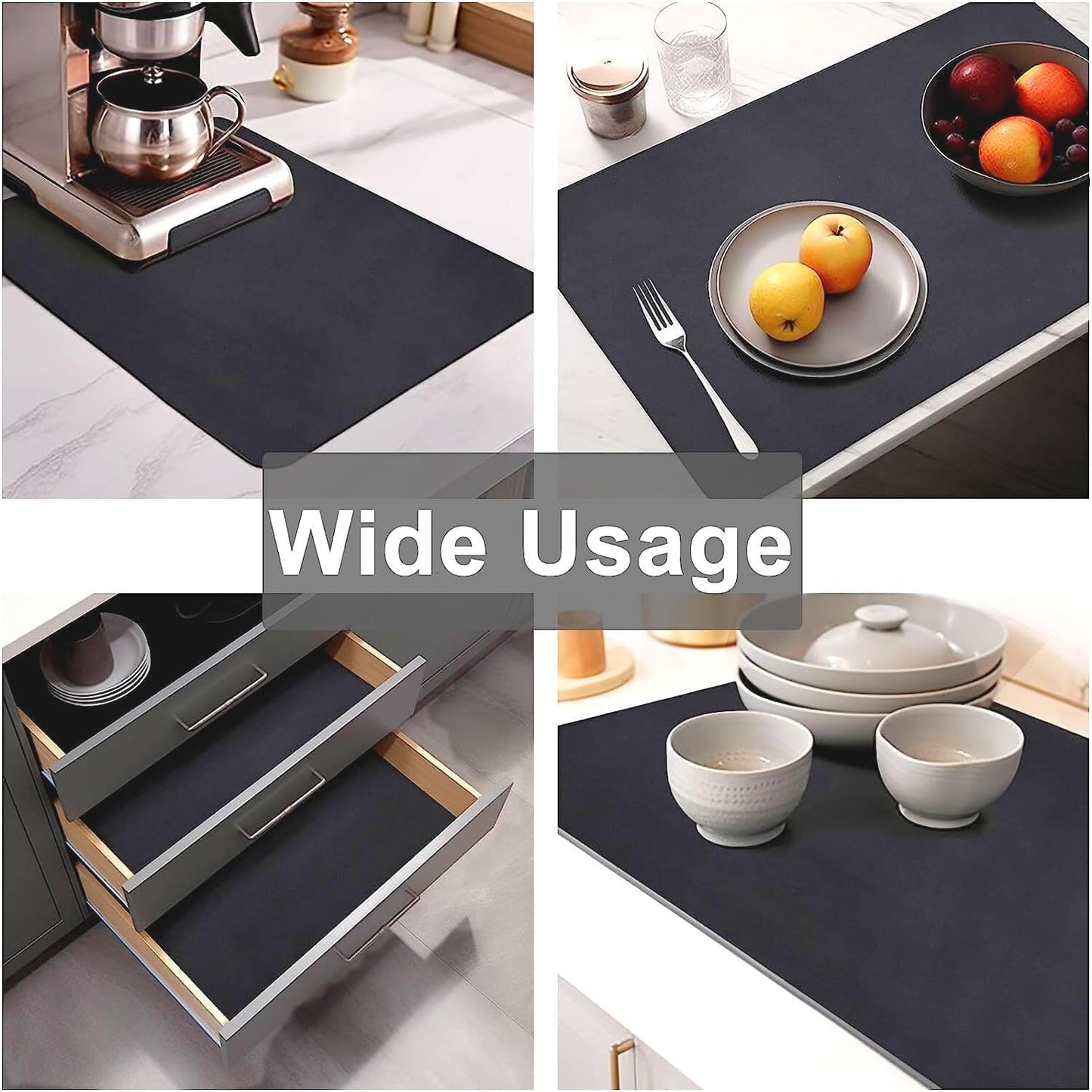SUNSHREE Dish Drying mat for Kitchen Water Absorbent mat Drying mat for Kitchen Utensils Large Dry mat for Kitchen Utensils Drying mat Water Absorbent mats for Kitchen Items (30 * 40 cm) (Pack of 2)