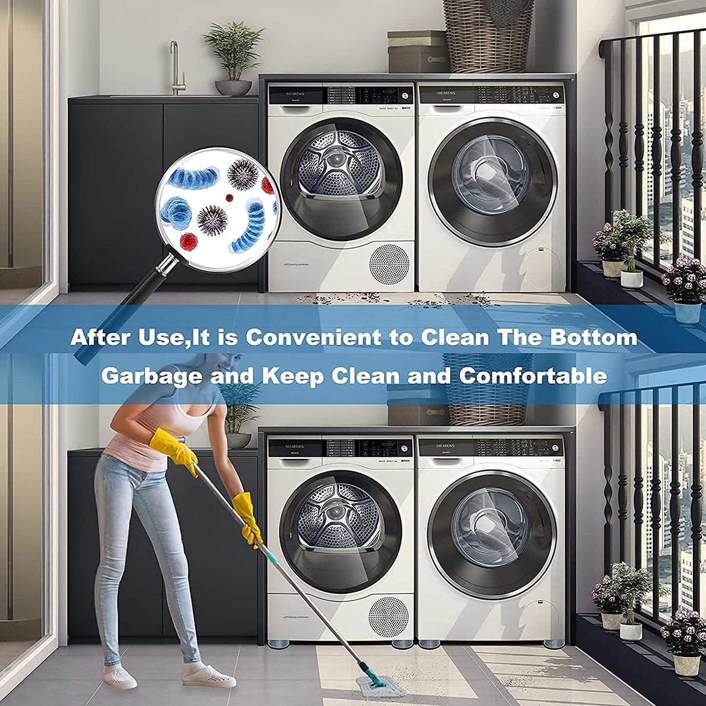 Dhruheer 4 PCs of Anti Vibration Washing Machine Pads Washer with Suction Cup || Anti Walk Pads Shock Absorber Furniture Lifting Base || Fridge Washing Machine Leveling Feet