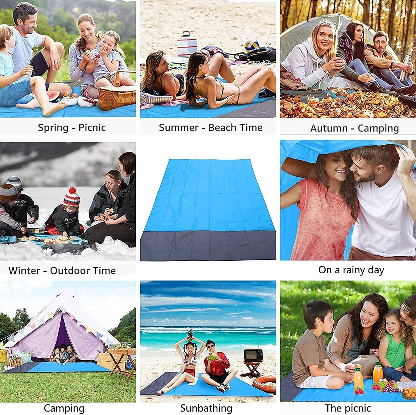 SEVEN SPACE Beach Blanket, Sandproof Beach Mat for 2-8 Adults Waterproof Quick Drying Outdoor Picnic Mat for Travel, Camping, Hiking