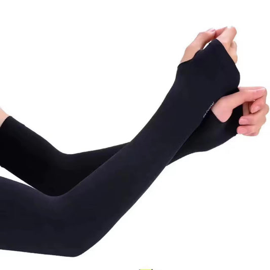 INTEGRITY HARVEST Arm Sleeves for Men & Women UV Protection Hand Sleeves, Sun Protection Cooling Arm Sleeves with Thumb Holes for Bike Riding, Outdoor Sports, | UV Sun Protection BLACK Armband