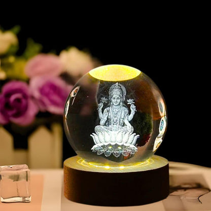 Desidiya Moon Crystal Ball Night Light,2.4 Inch Glass Ball Night LED Lamp with Woodern Base,Decorations Gifts for Men,Women,Kids,Boys,Girls | Gifts for Woman | Valentine Gifts