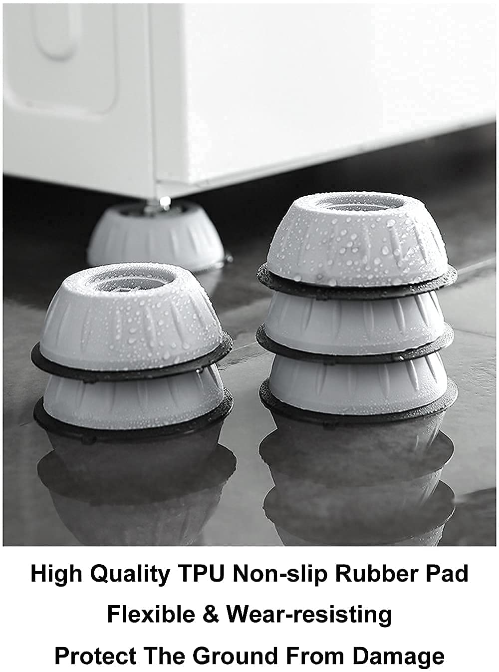 Dhruheer 4 PCs of Anti Vibration Washing Machine Pads Washer with Suction Cup || Anti Walk Pads Shock Absorber Furniture Lifting Base || Fridge Washing Machine Leveling Feet
